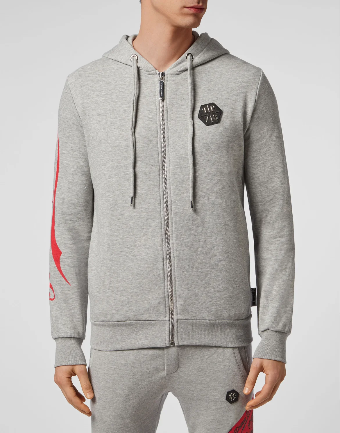Hoodie Sweatjacket Allover skull, цвет: Серый