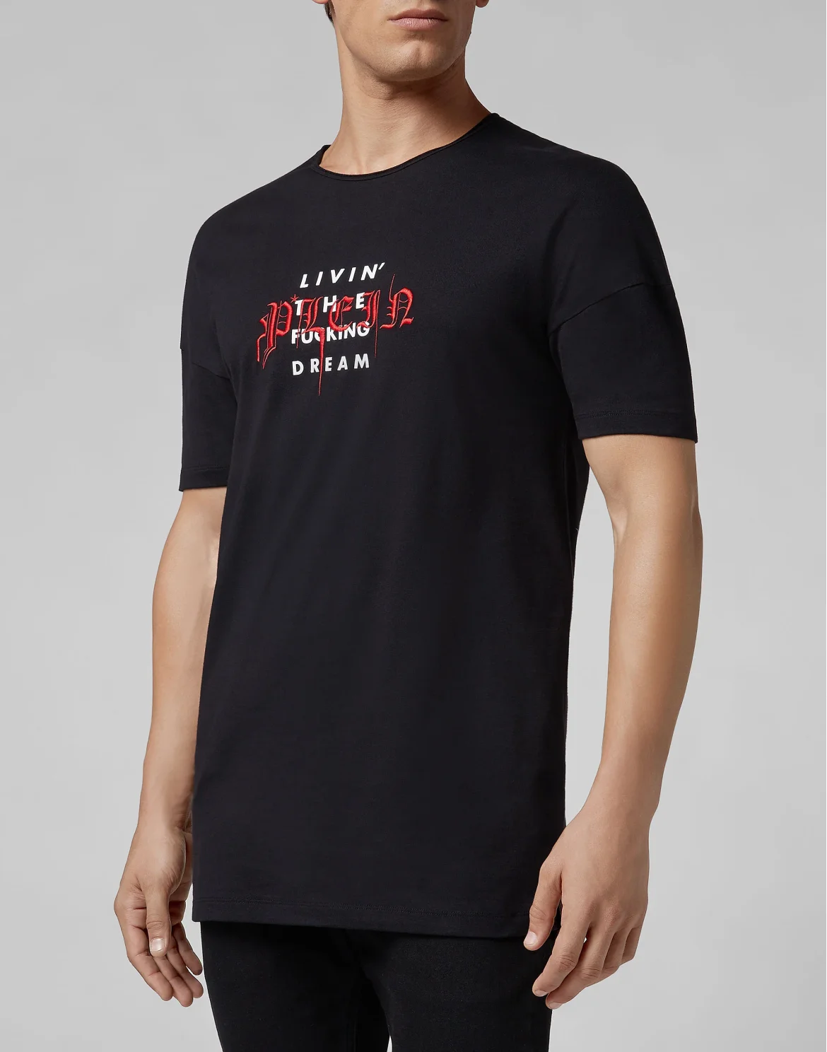 T-shirt Black Cut Round Neck Gothic Plein, цвет: Черный