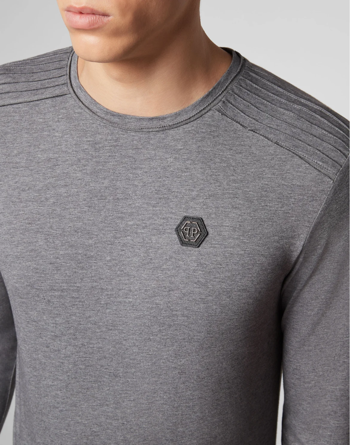 T-shirt Round Neck LS Statement, цвет: Серый