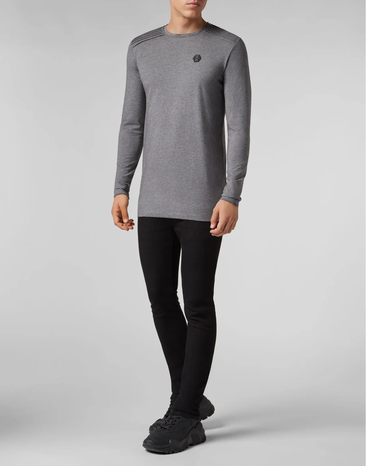 T-shirt Round Neck LS Statement, цвет: Серый