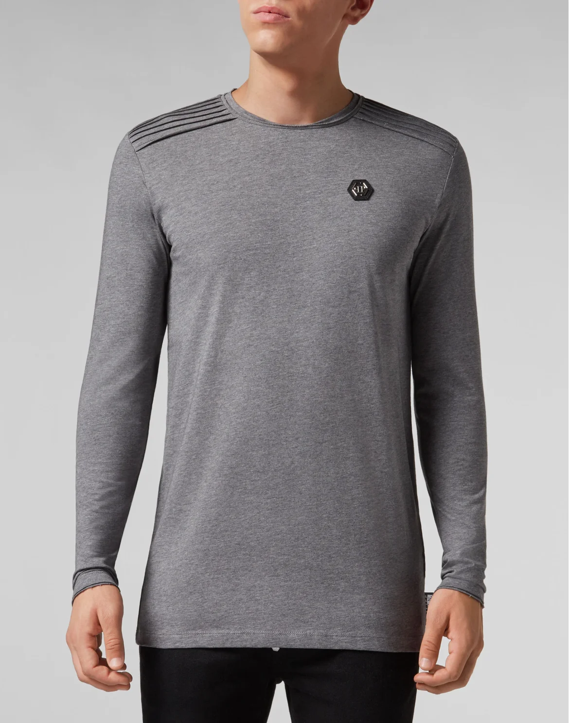 T-shirt Round Neck LS Statement, цвет: Серый
