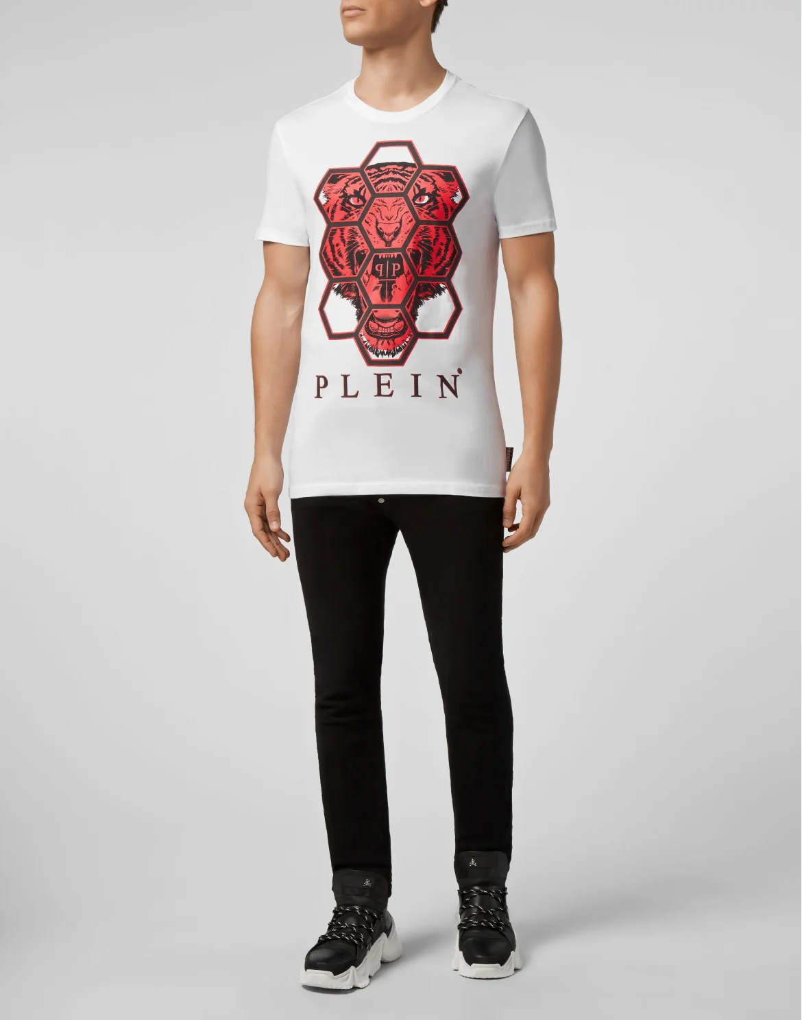 T-shirt Round Neck SS Hexagon tiger, цвет: Белый