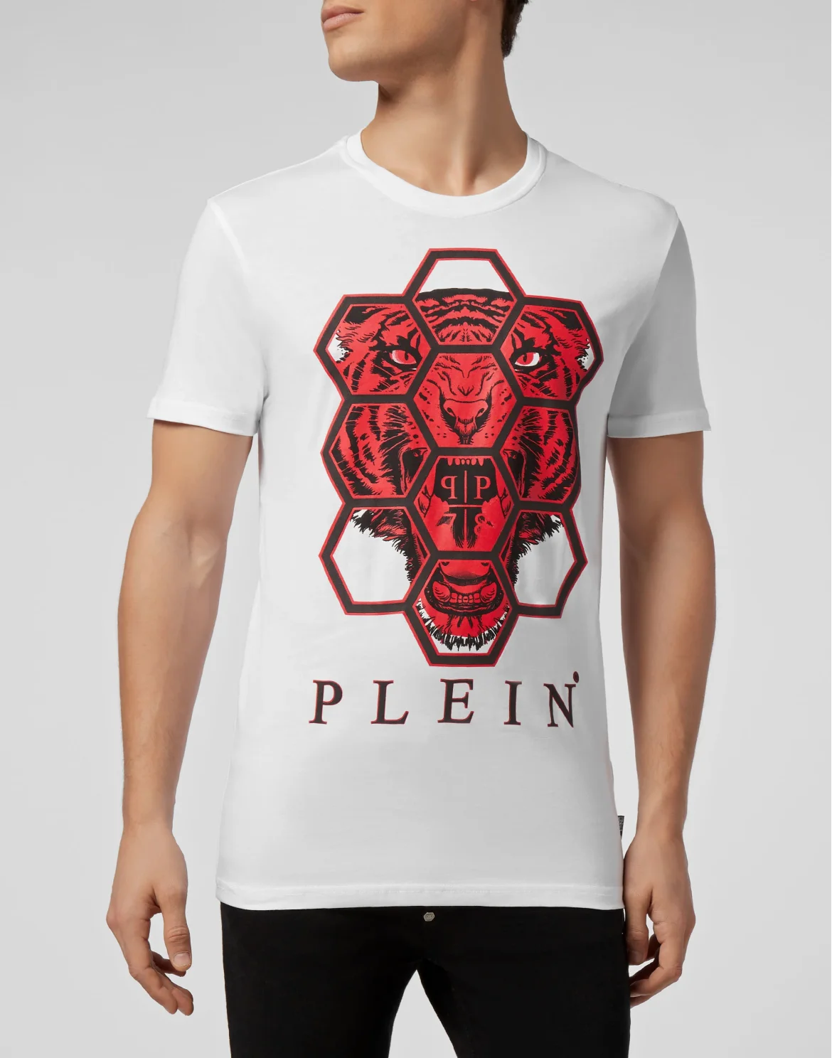 T-shirt Round Neck SS Hexagon tiger, цвет: Белый