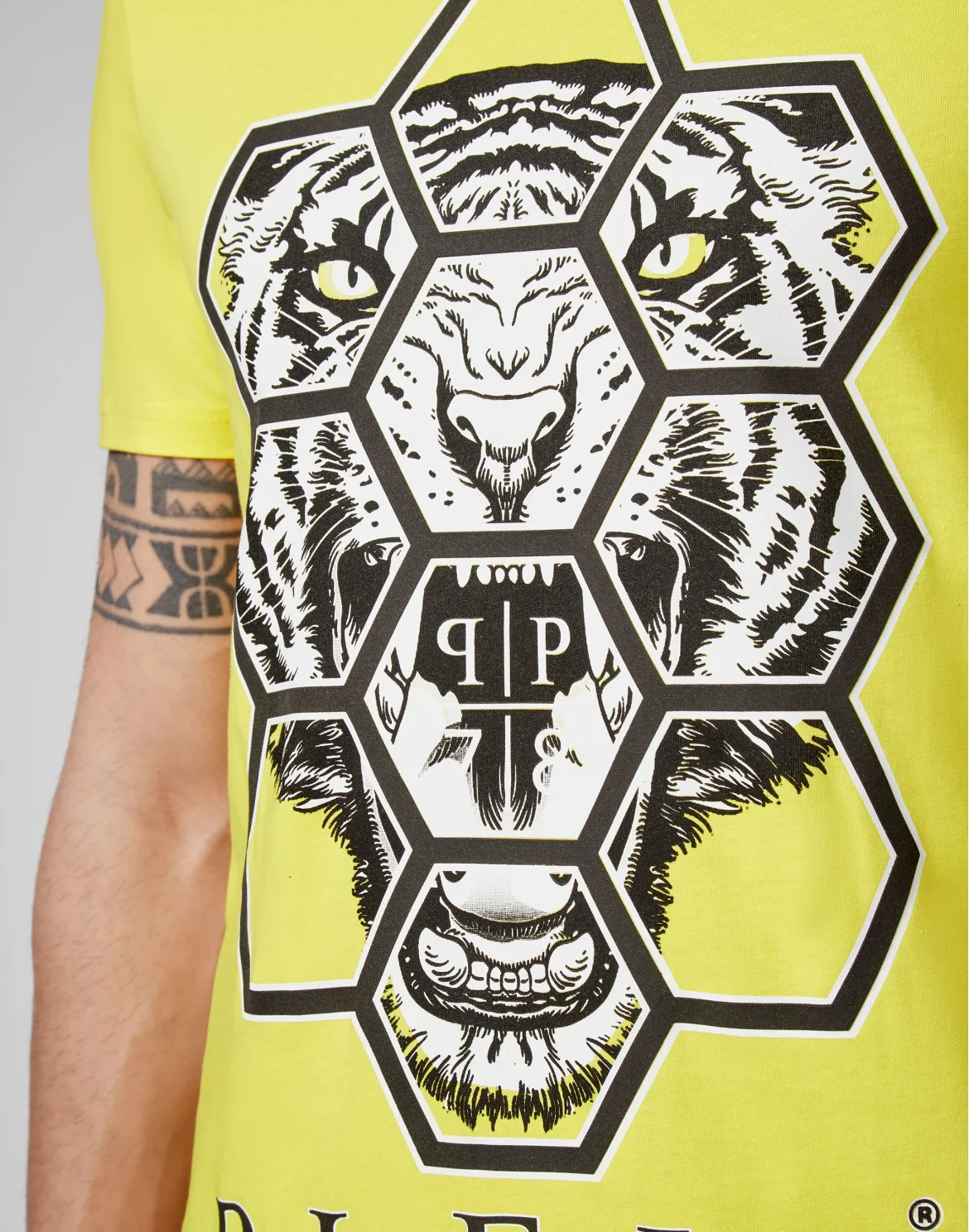 T-shirt Round Neck SS Hexagon tiger, цвет: Желтый