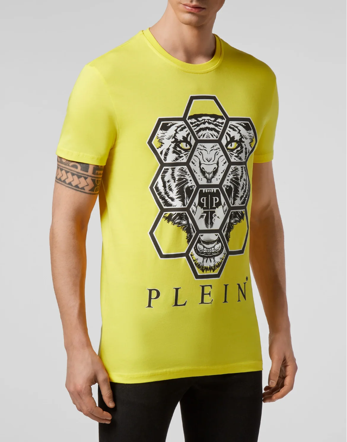 T-shirt Round Neck SS Hexagon tiger, цвет: Желтый