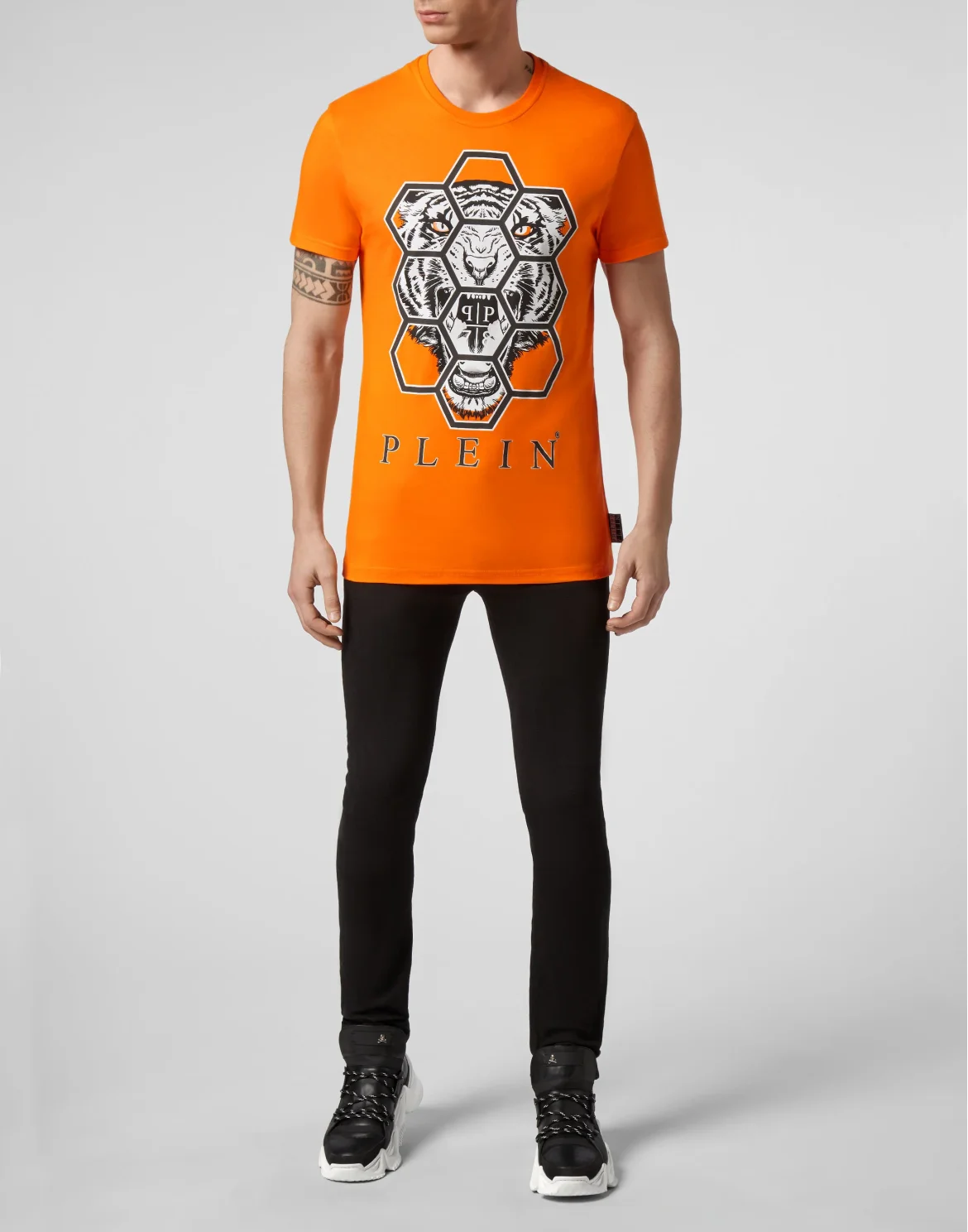 T-shirt Round Neck SS Hexagon tiger, цвет: Оранжевый