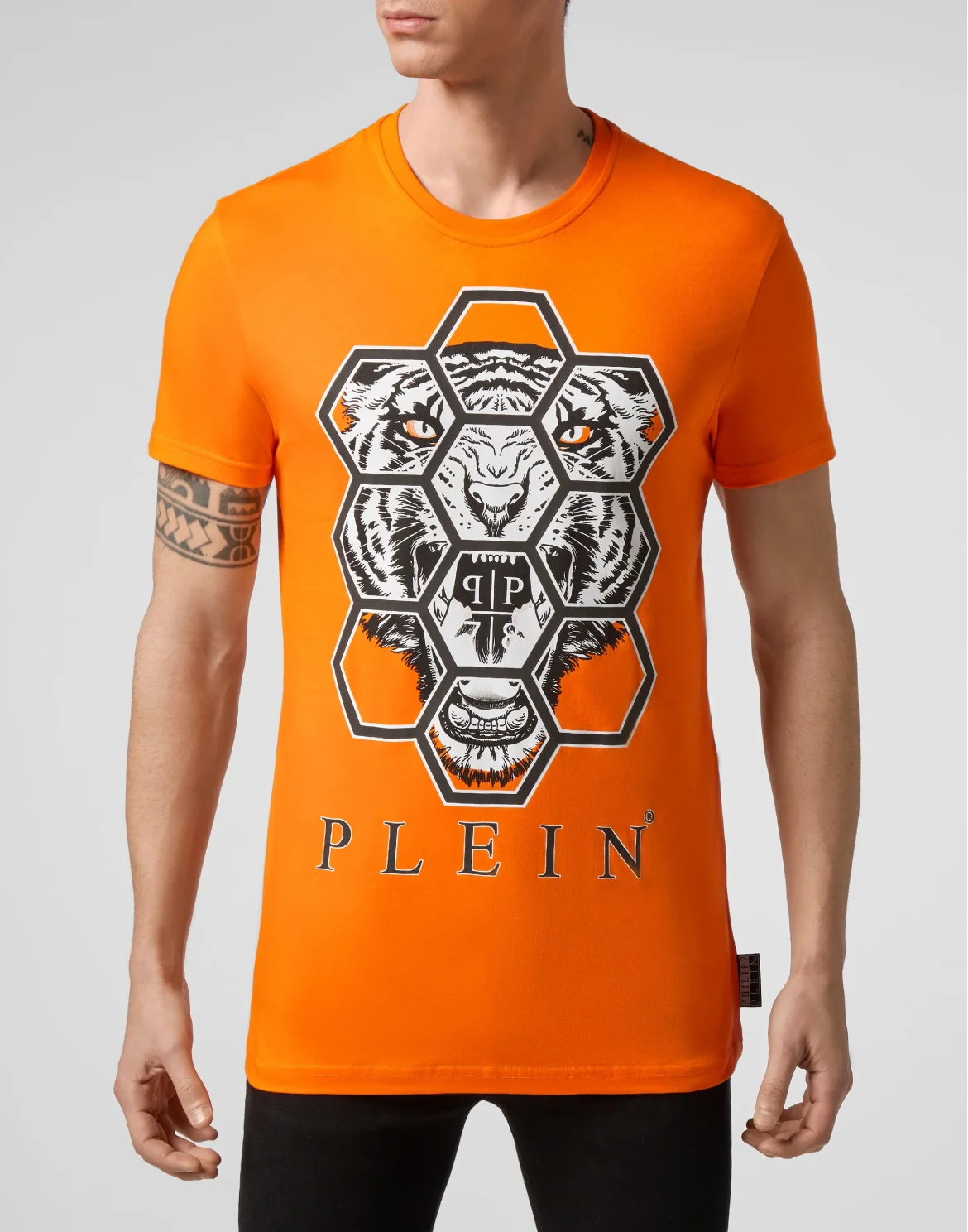 T-shirt Round Neck SS Hexagon tiger, цвет: Оранжевый
