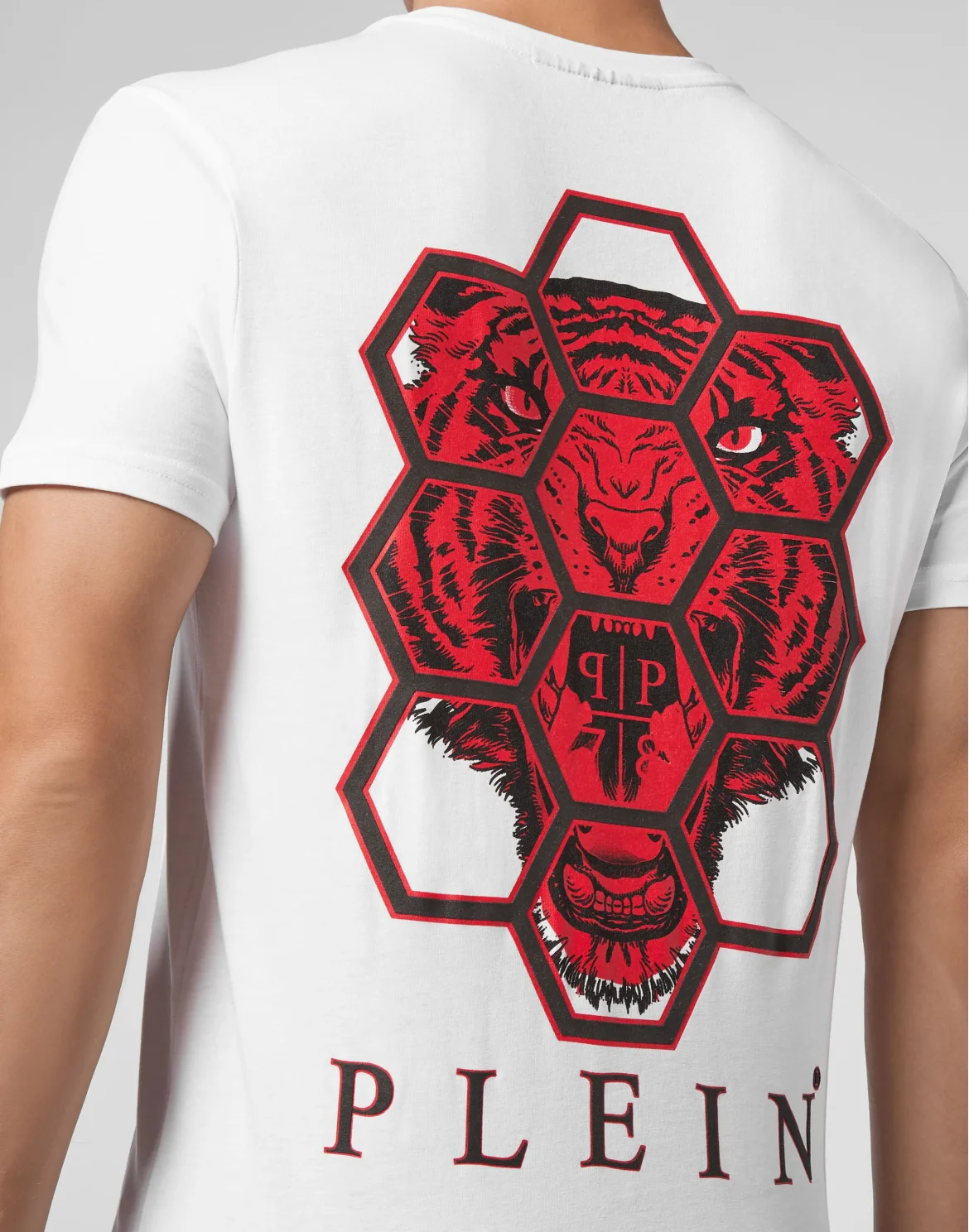 T-shirt V-Neck SS Hexagon tiger, цвет: Белый
