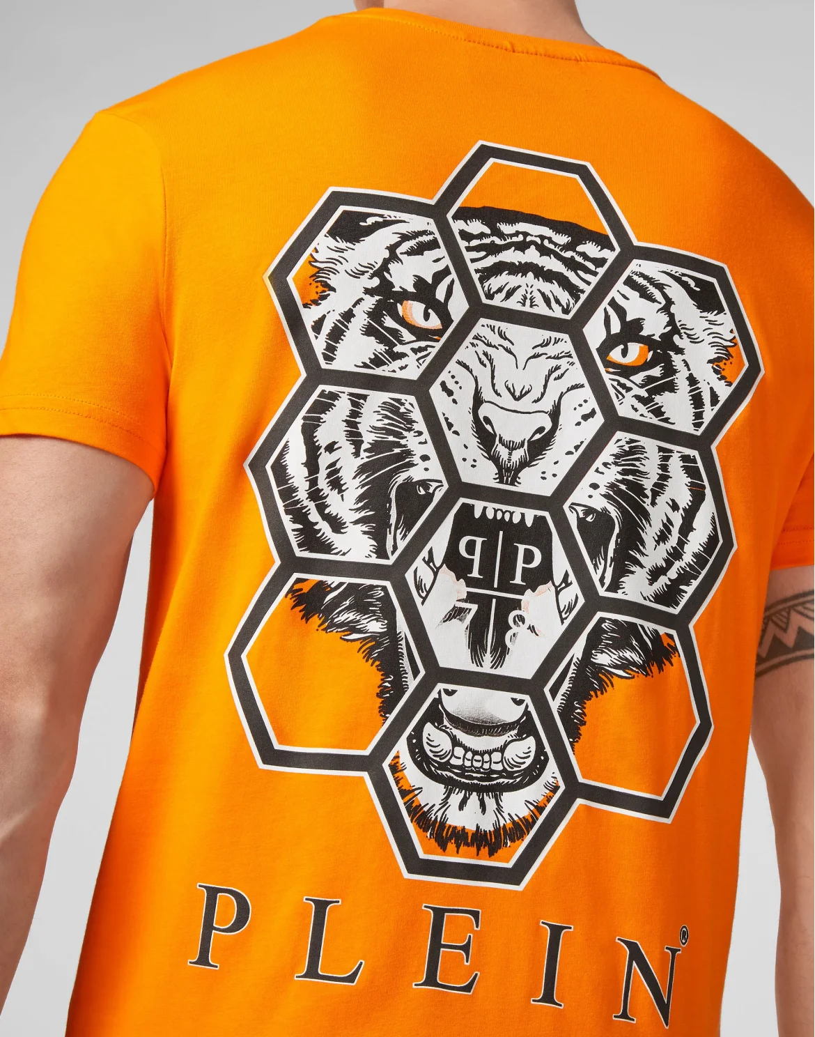 T-shirt V-Neck SS Hexagon tiger, цвет: Оранжевый