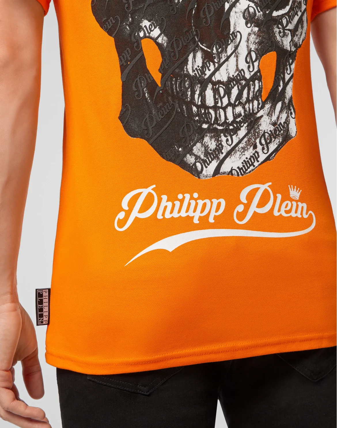 Slim Fit Polo shirt SS Allover skull, цвет: Оранжевый