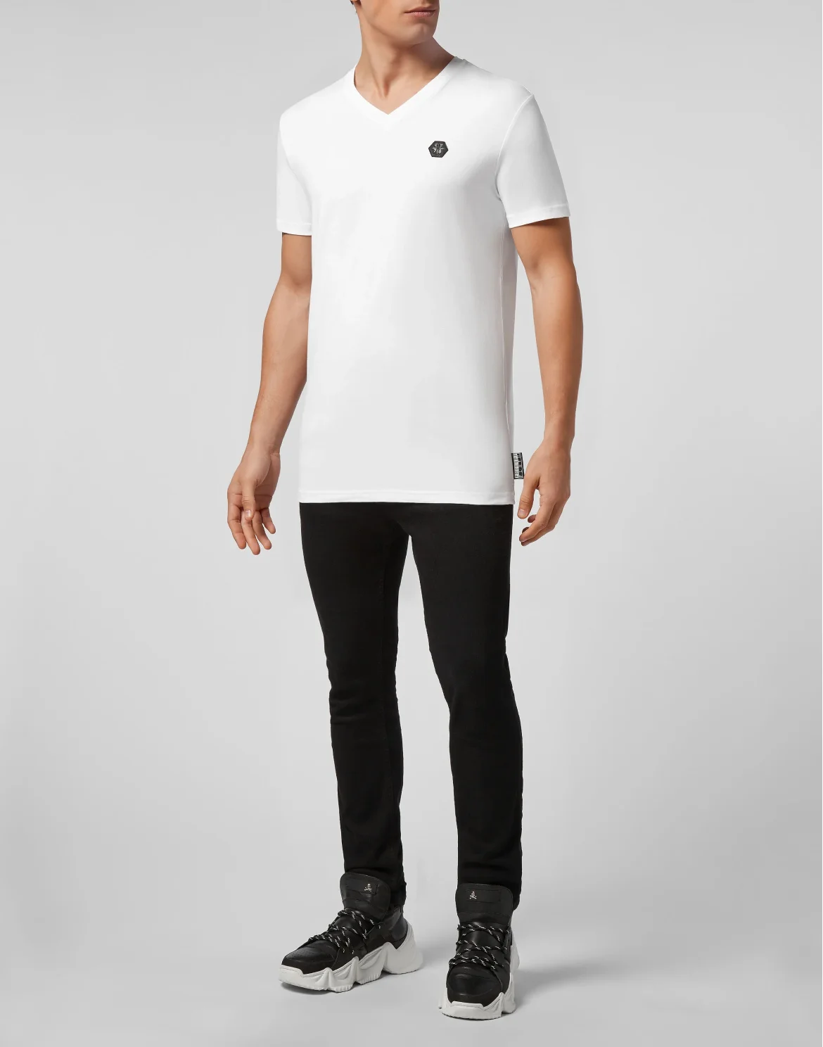 T-shirt V-Neck SS Allover skull, цвет: Белый