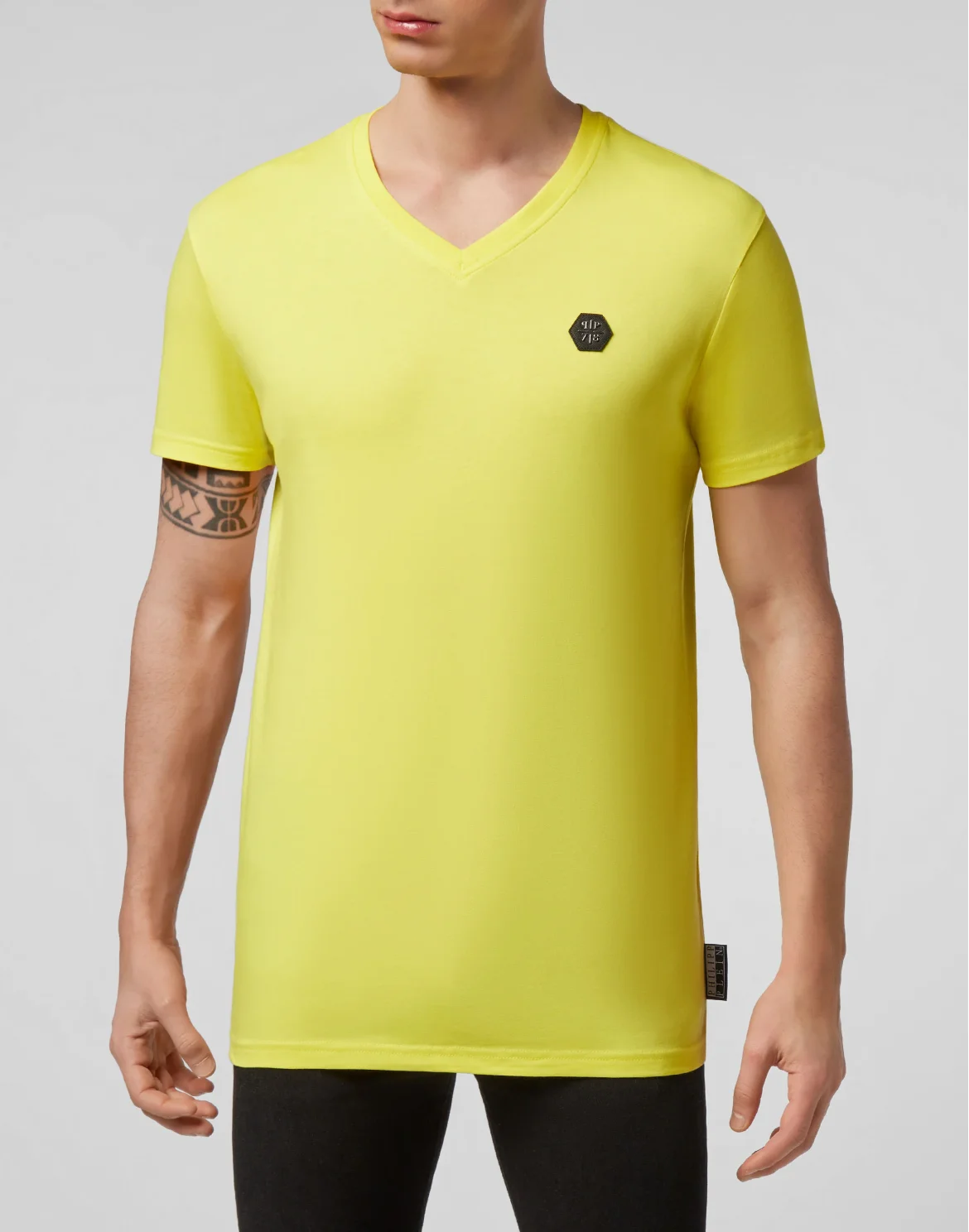T-shirt V-Neck SS Allover skull, цвет: Желтый
