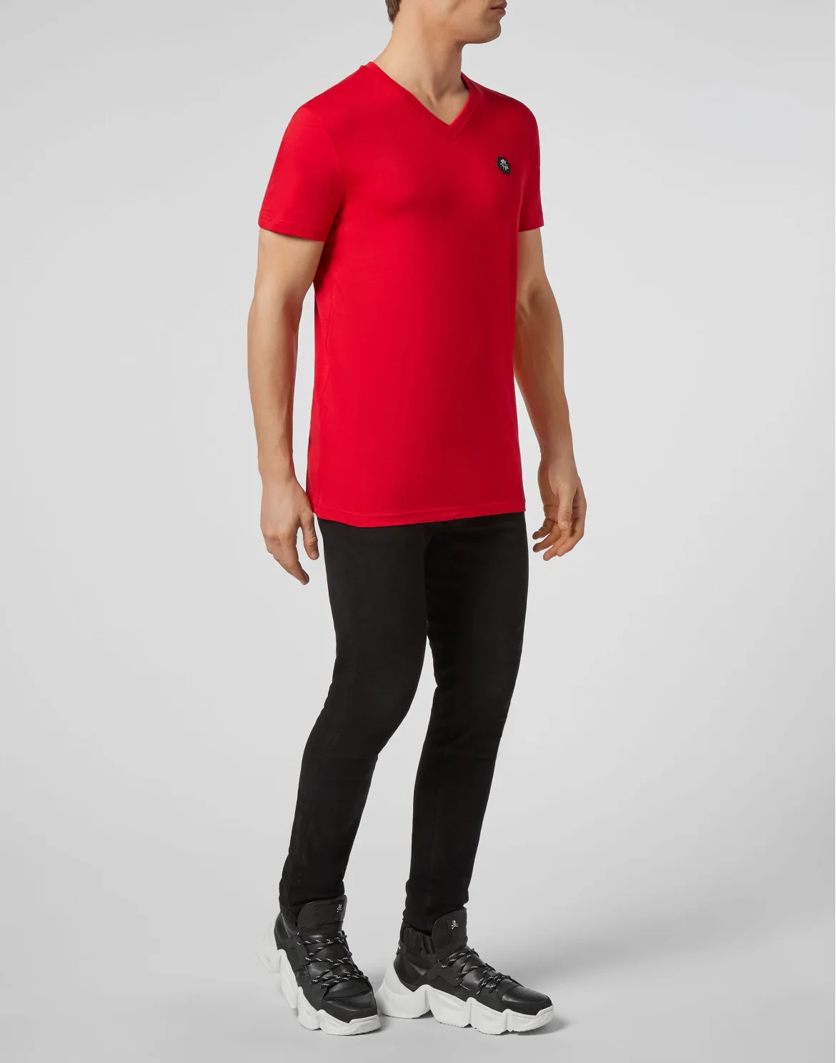T-shirt V-Neck SS Allover skull, цвет: Красный