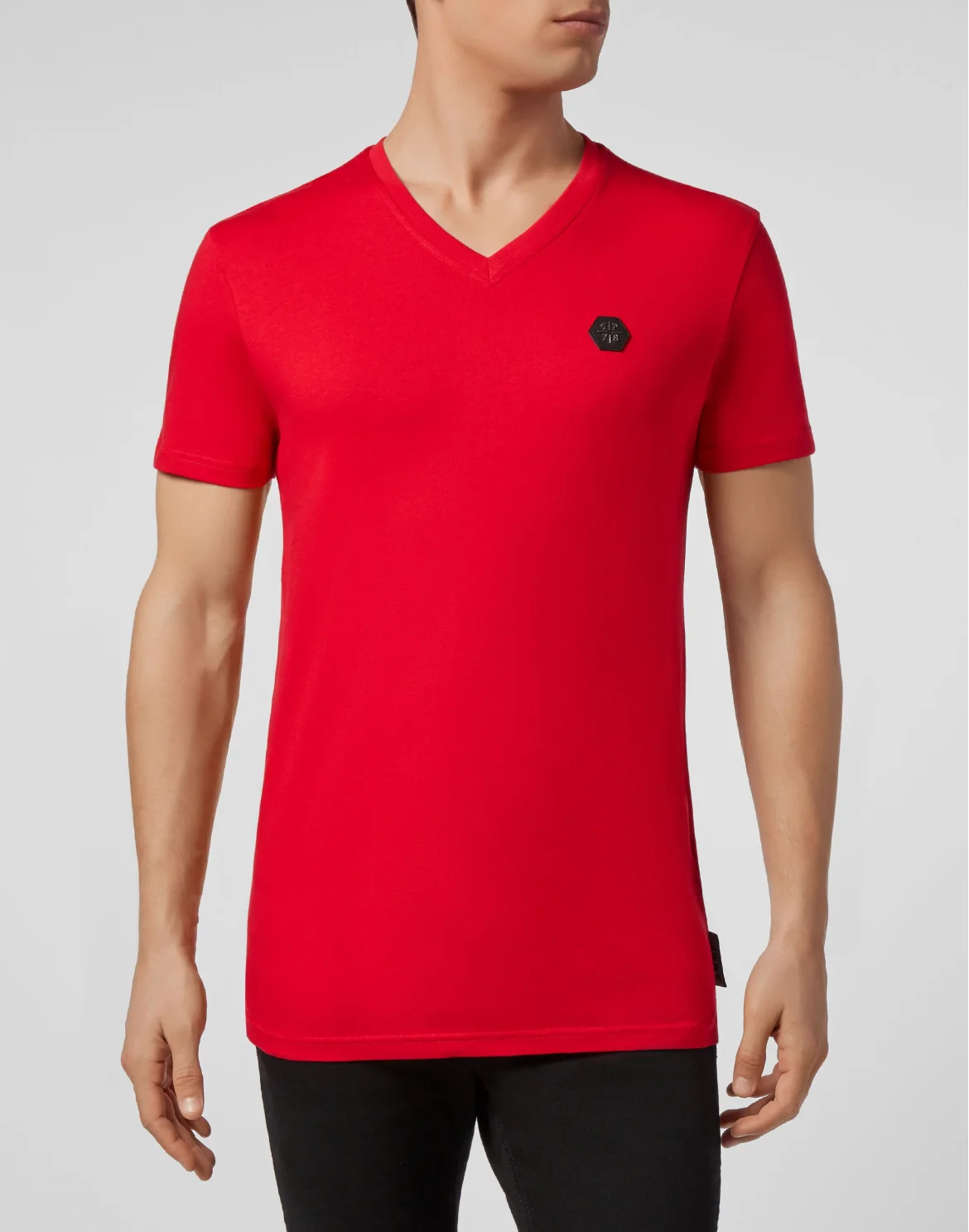 T-shirt V-Neck SS Allover skull, цвет: Красный