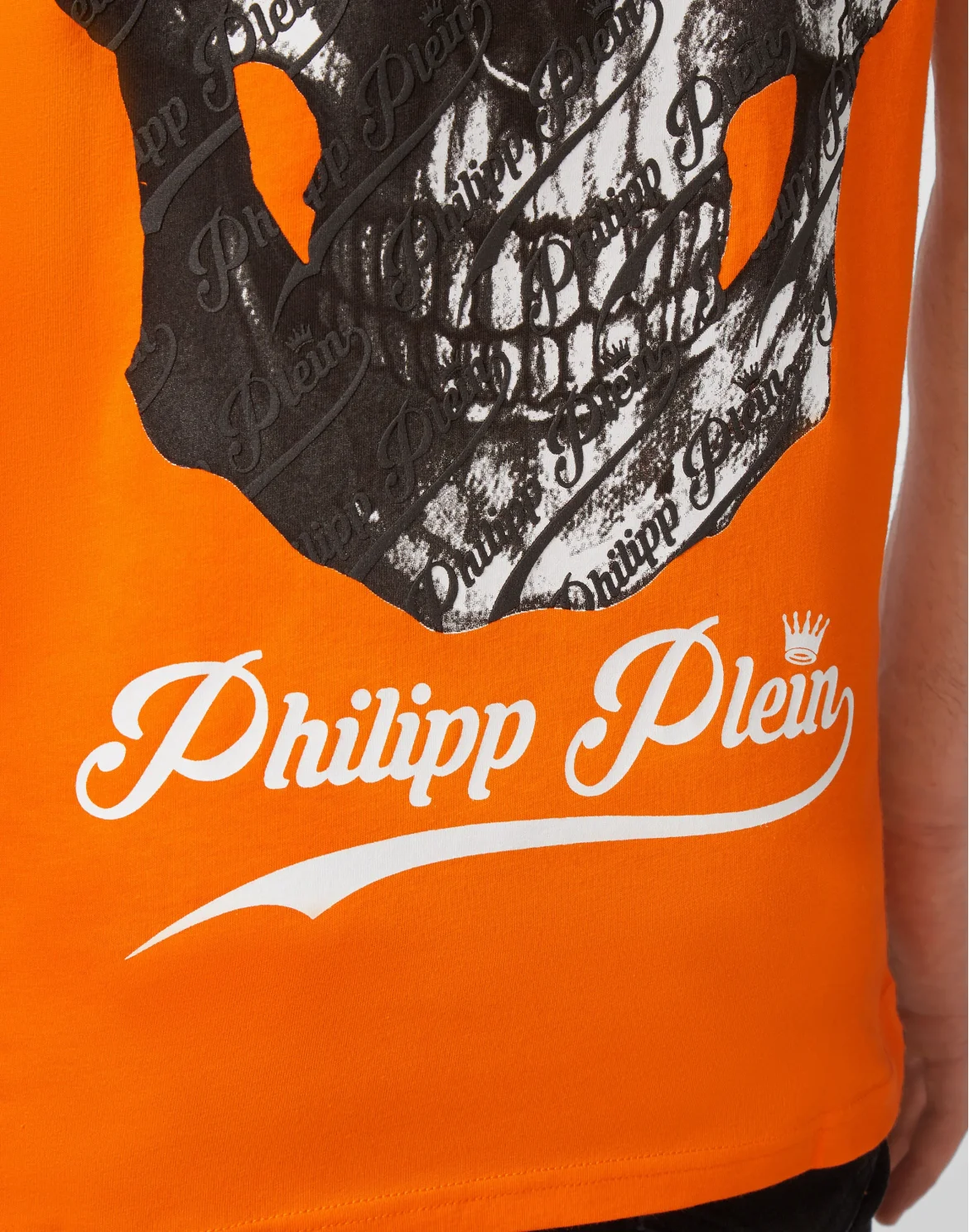 T-shirt V-Neck SS Allover skull, цвет: Оранжевый