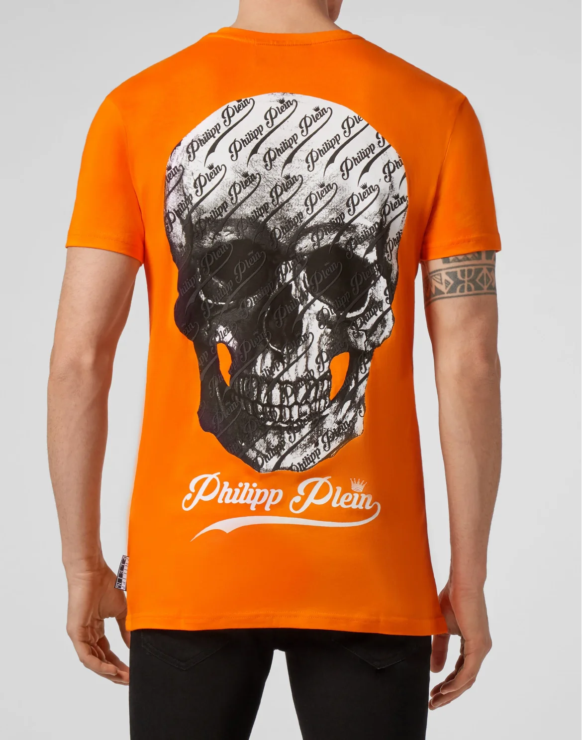T-shirt V-Neck SS Allover skull, цвет: Оранжевый