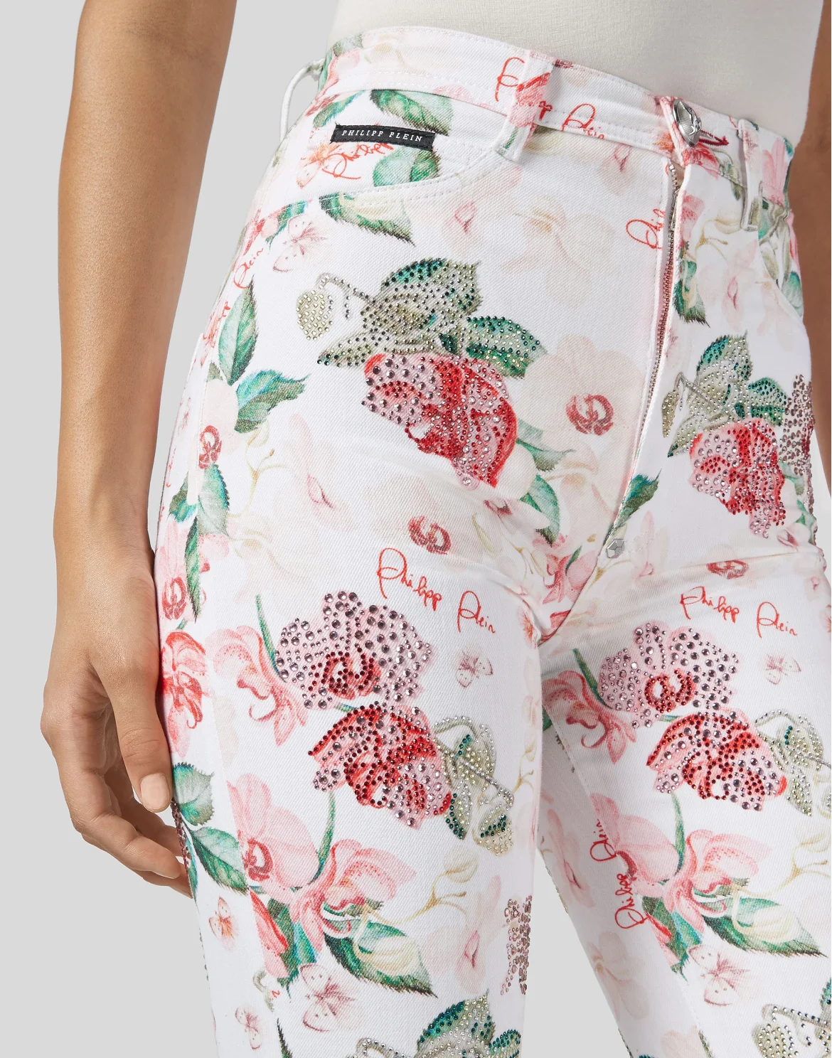 Super High Waist Jegging Flowers, цвет: Белый