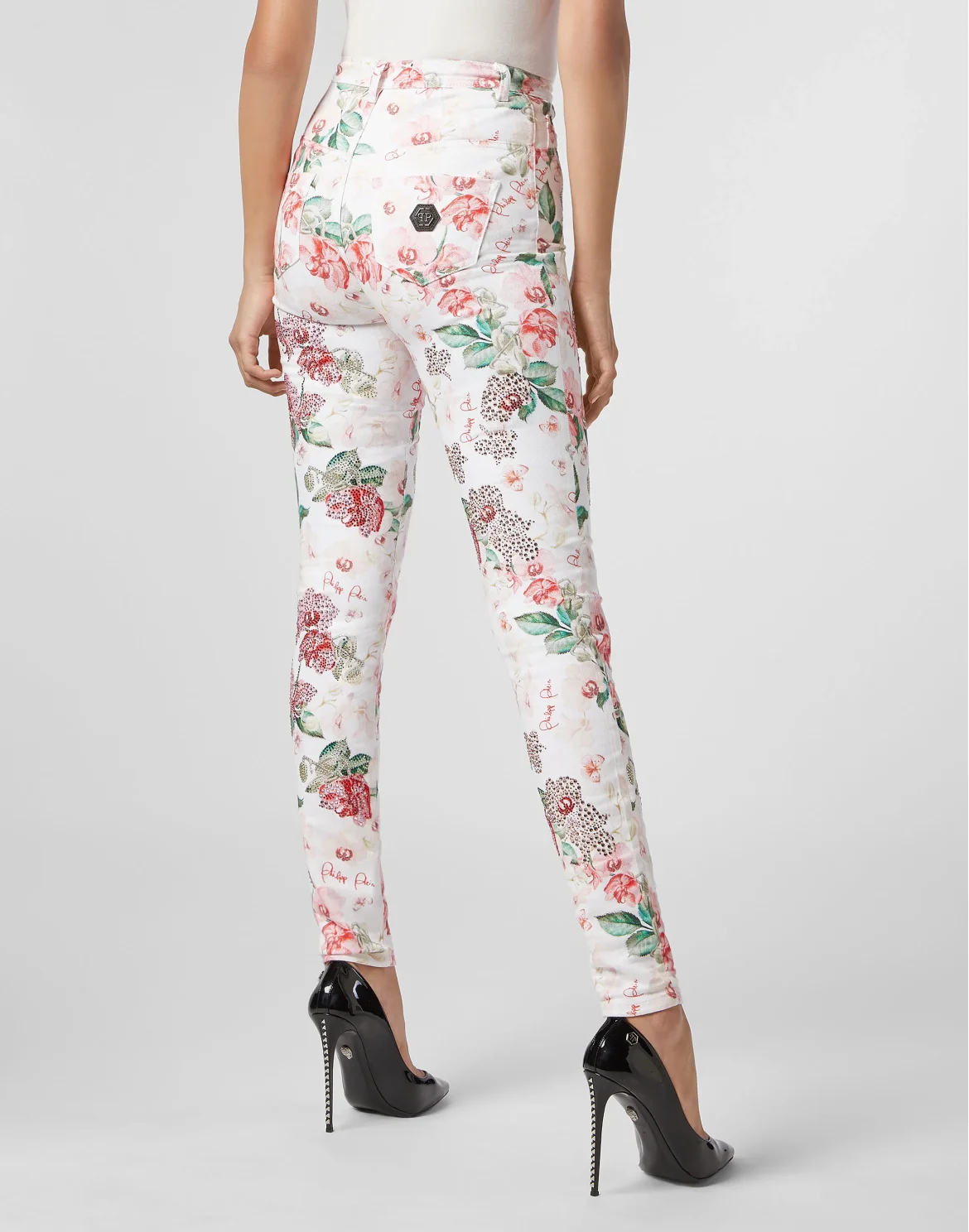 Super High Waist Jegging Flowers, цвет: Белый