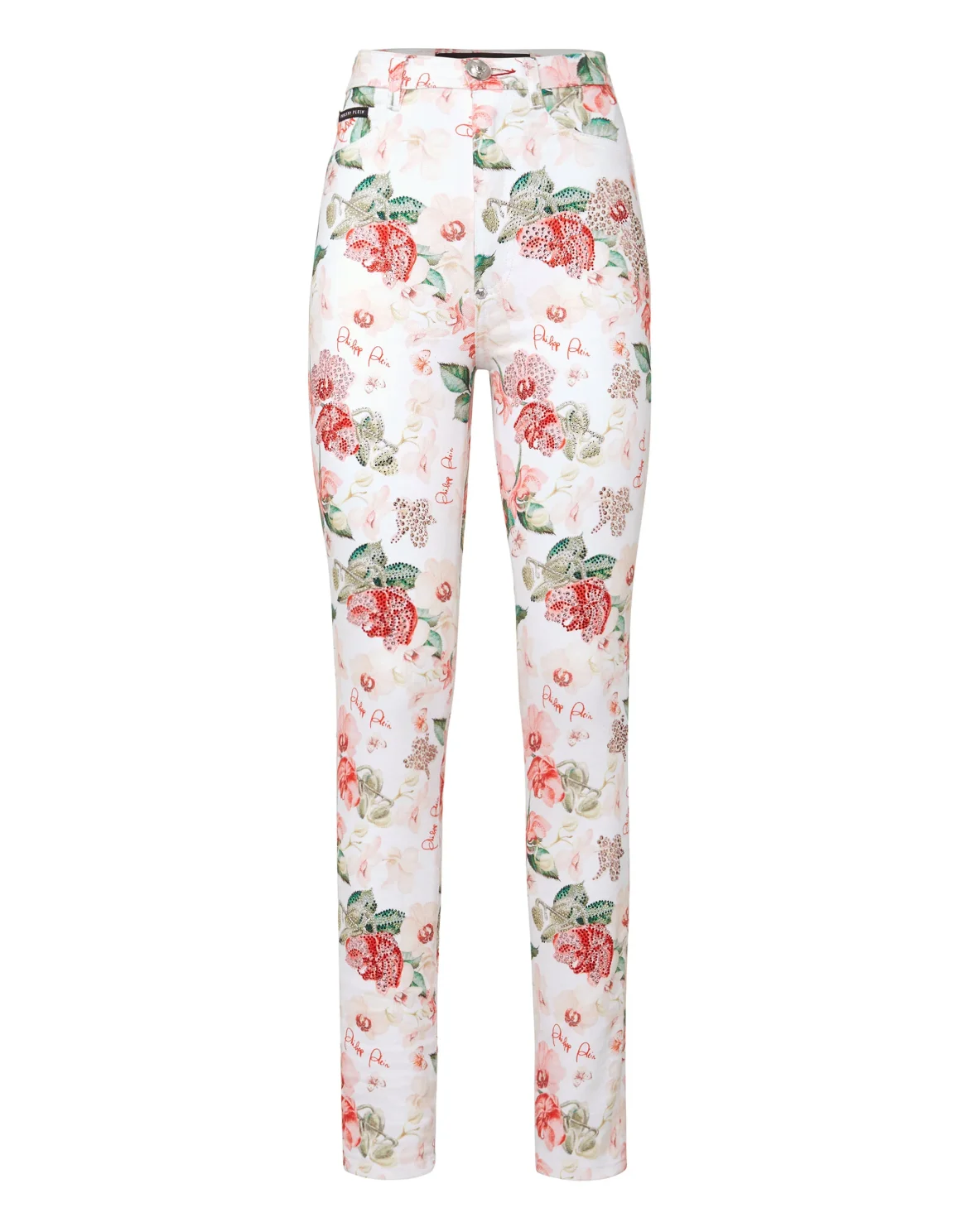 Super High Waist Jegging Flowers, цвет: Белый