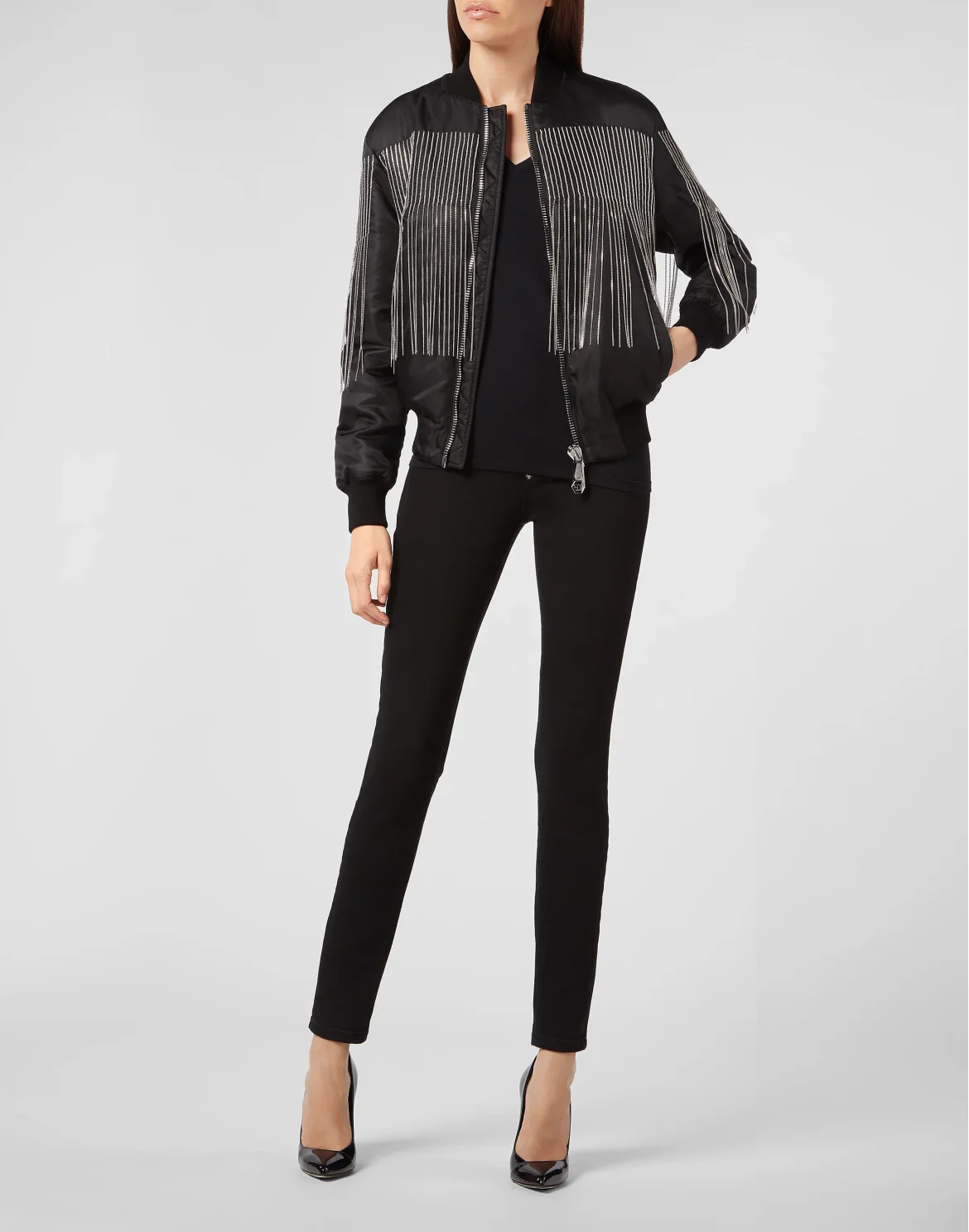 Bomber Fringe, цвет: Черный