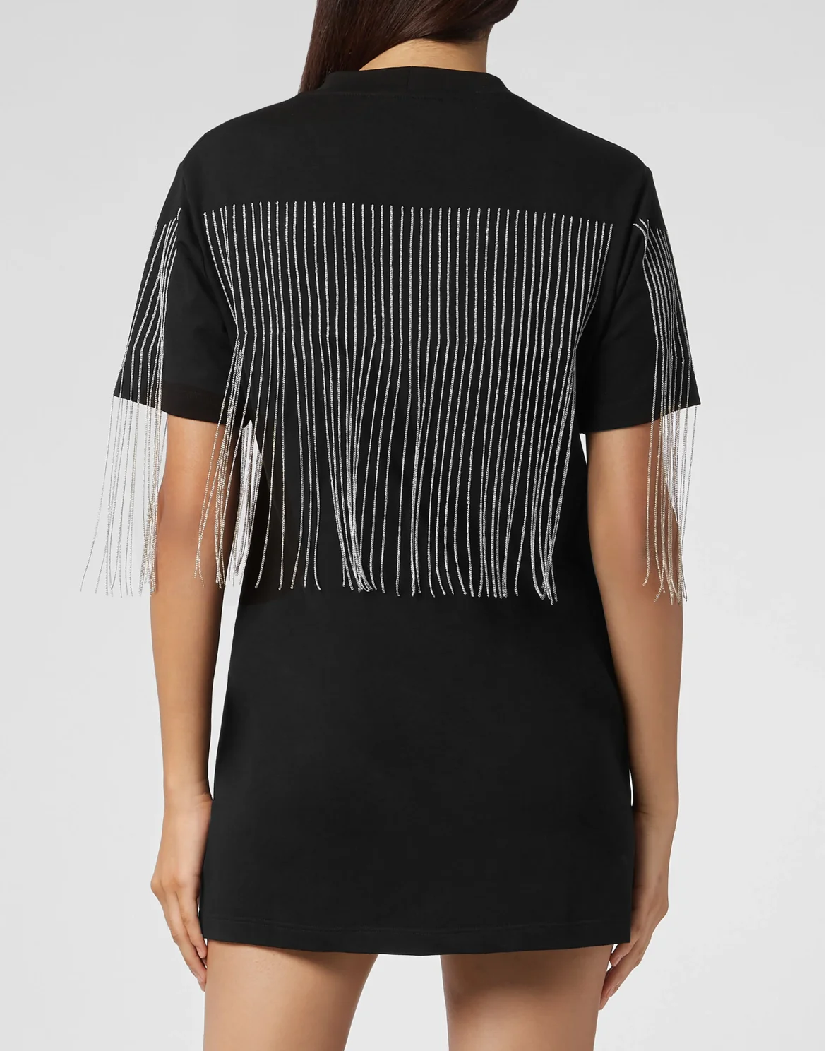 T-Shirt Short Dresses Fringe, цвет: Черный