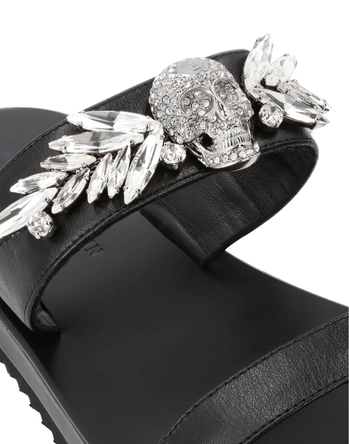 Sandals Flat Crystal, цвет: Черный