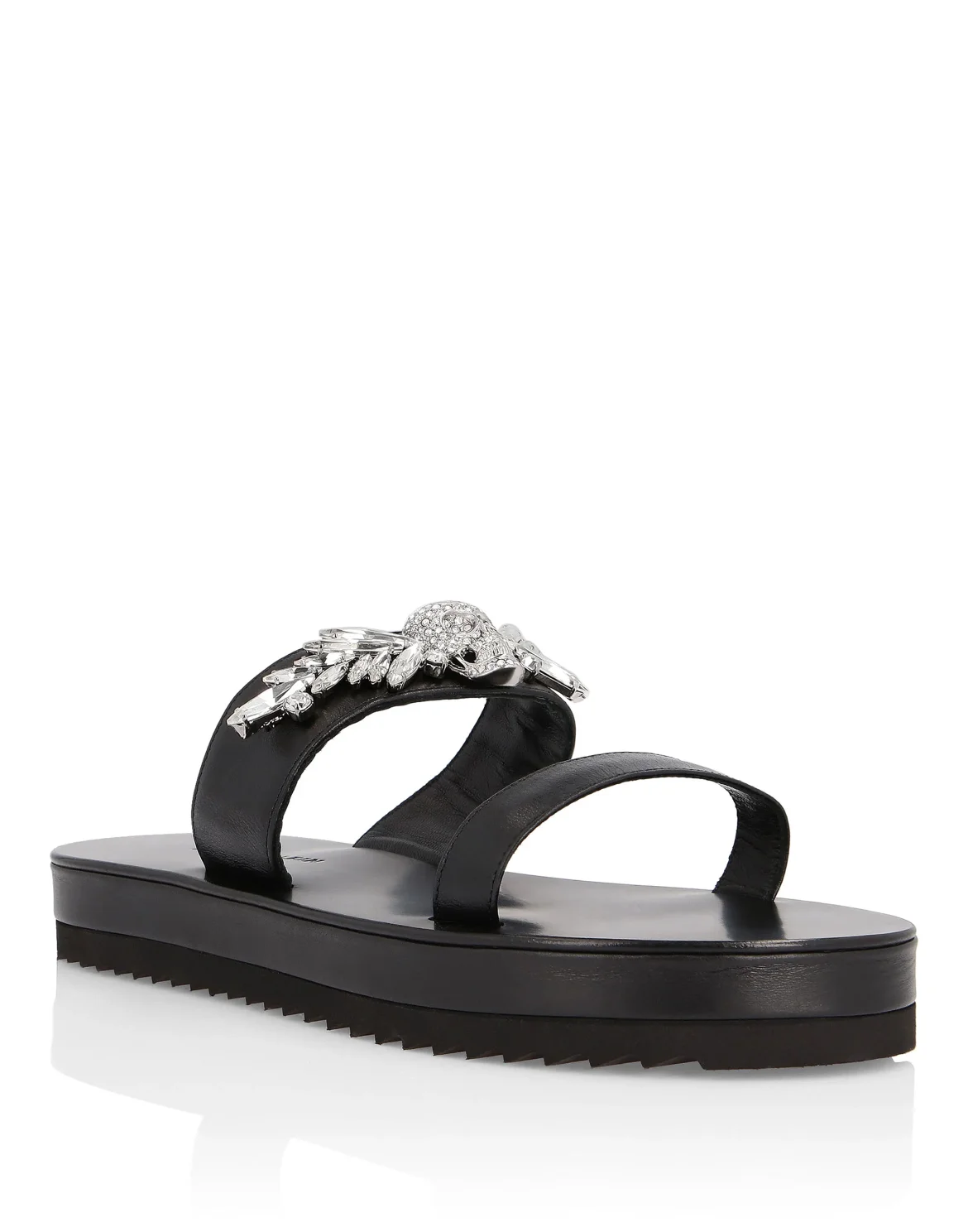 Sandals Flat Crystal, цвет: Черный