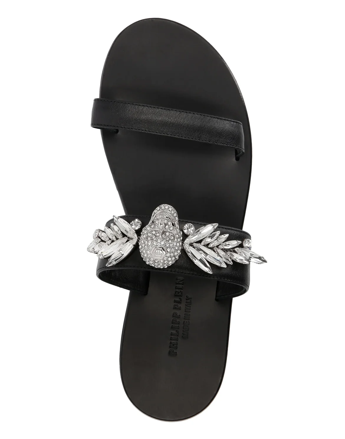 Sandals Flat Crystal, цвет: Черный