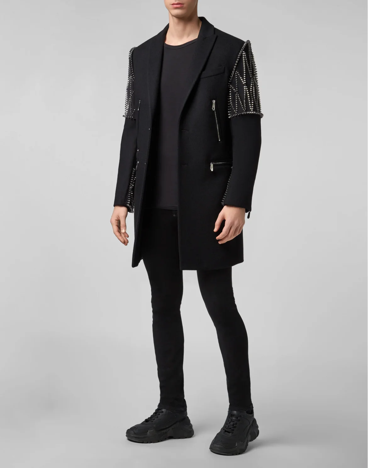 Coat Long Studs, цвет: Черный