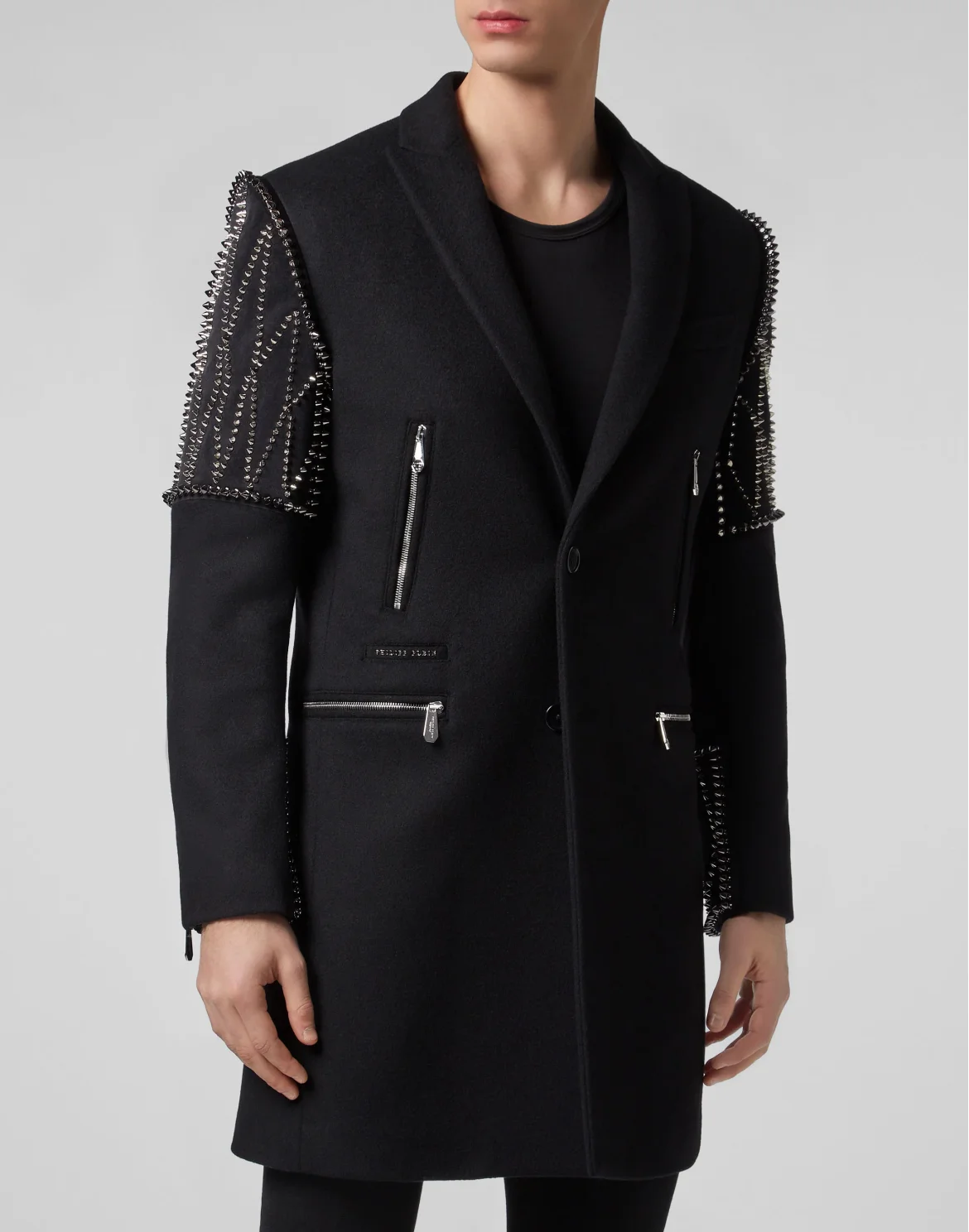 Coat Long Studs, цвет: Черный