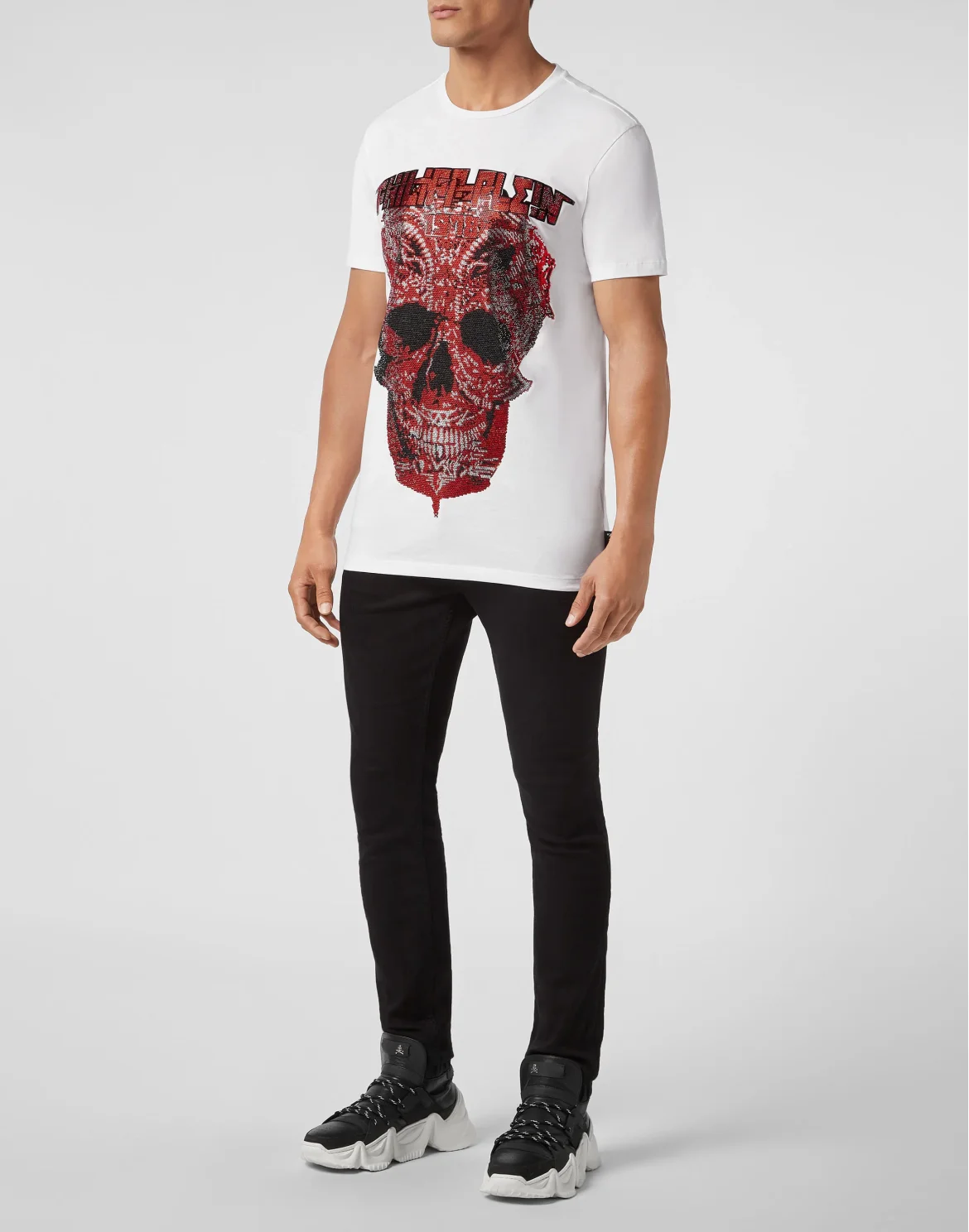 T-shirt Round Neck SS Skull and Plein, цвет: Белый