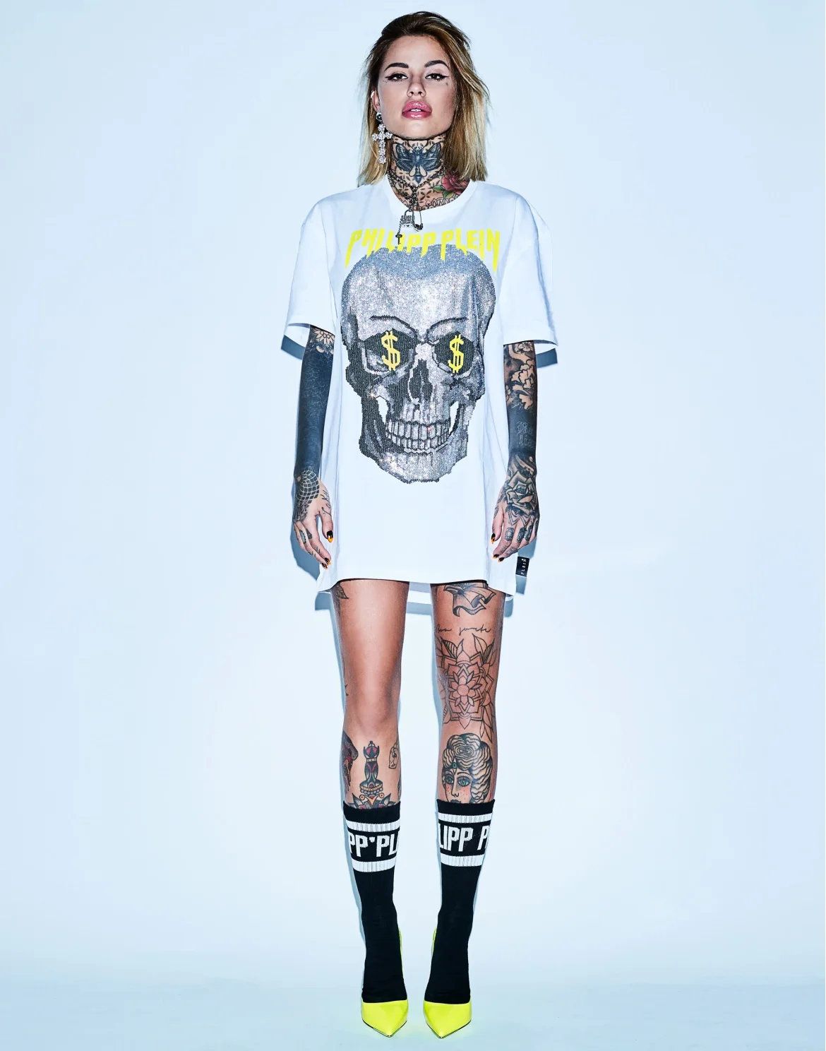 T-shirt Round Neck SS Skull strass, цвет: Белый
