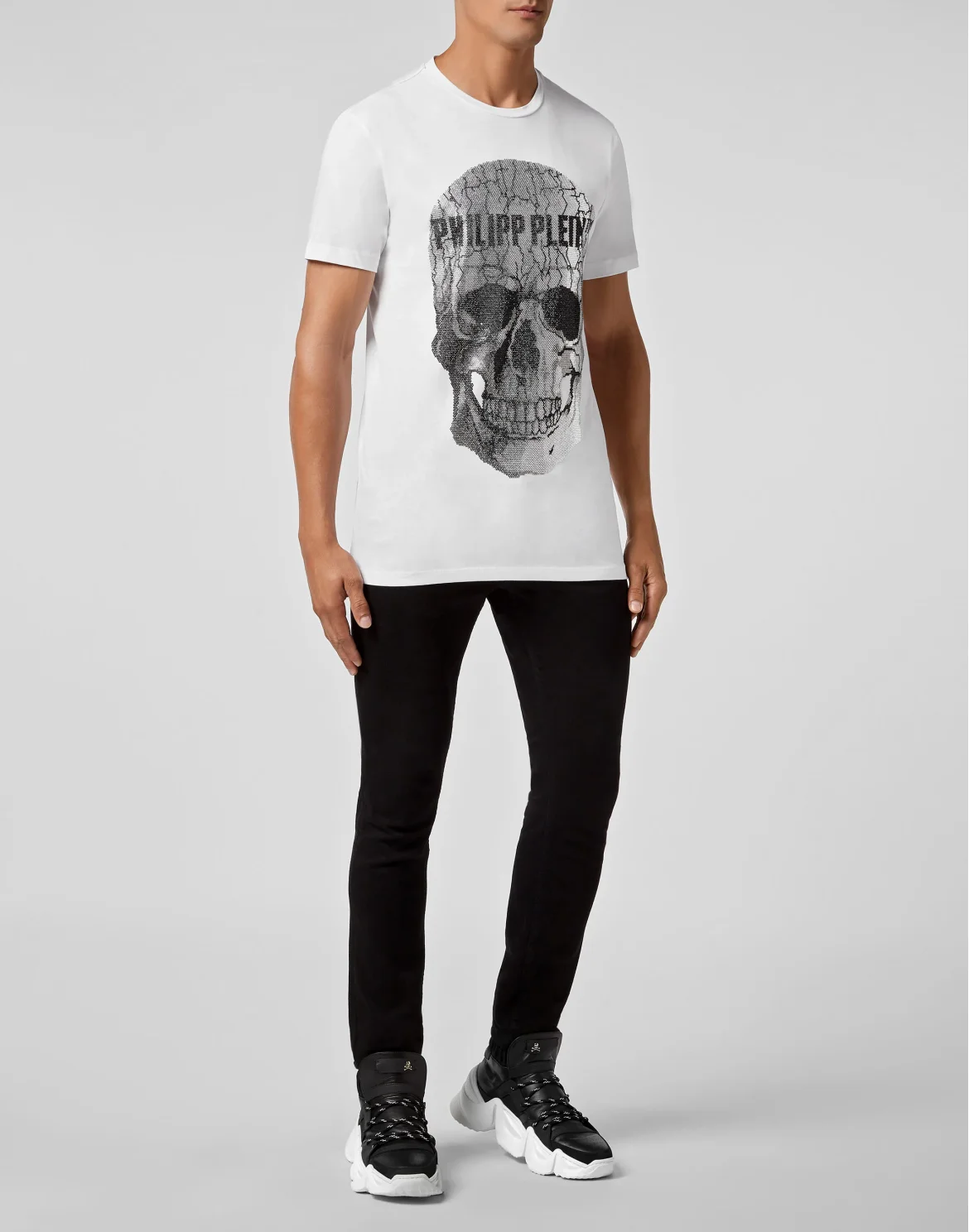 T-shirt Round Neck SS Skull strass, цвет: Белый