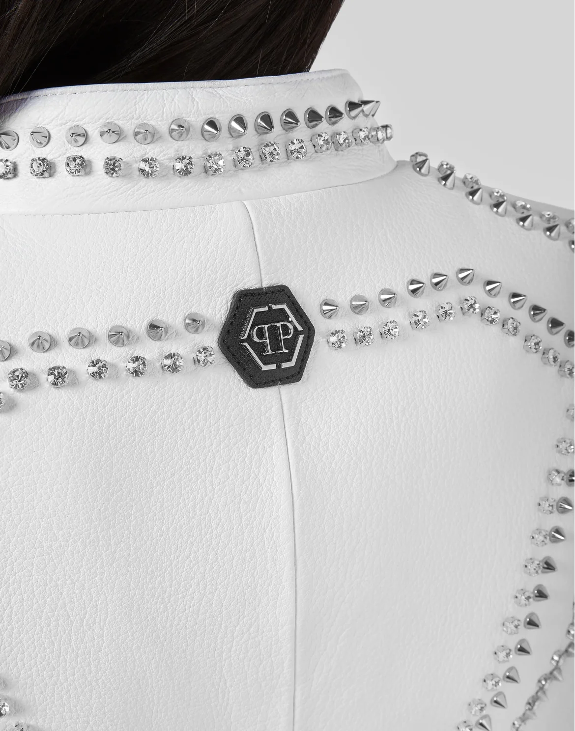 Leather Moto Jacket Studs, цвет: Белый