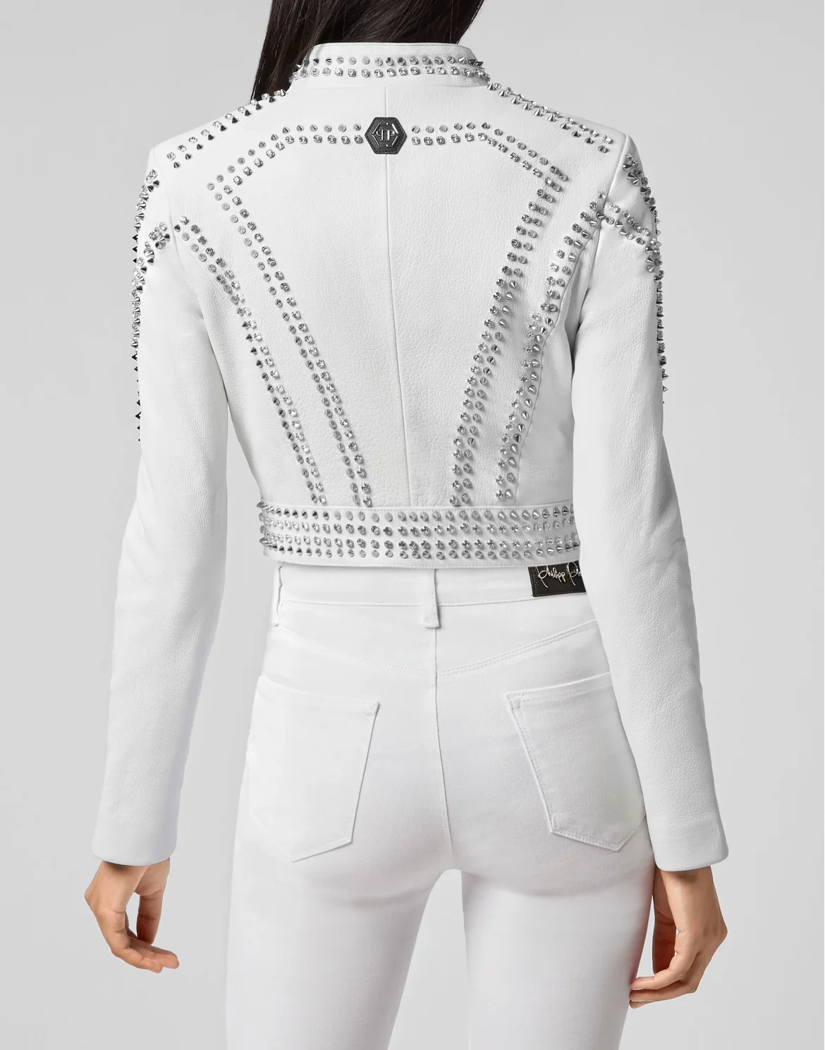 Leather Moto Jacket Studs, цвет: Белый