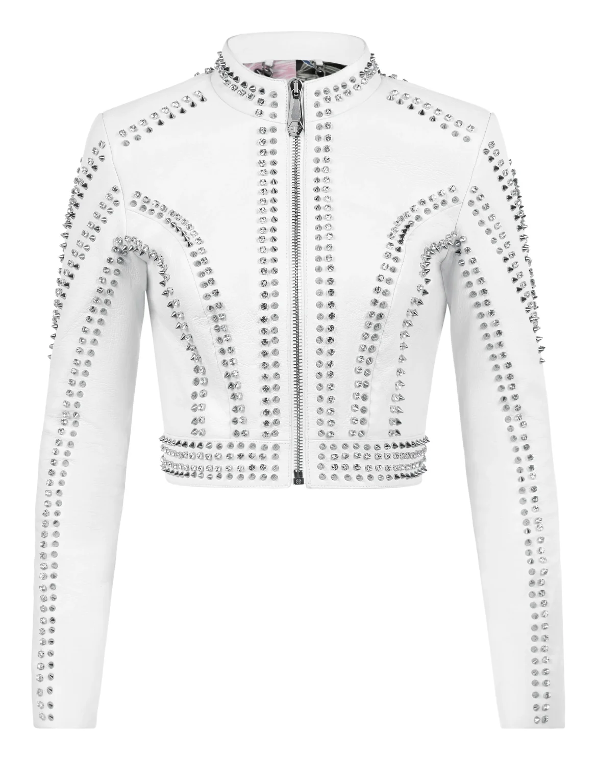 Leather Moto Jacket Studs, цвет: Белый