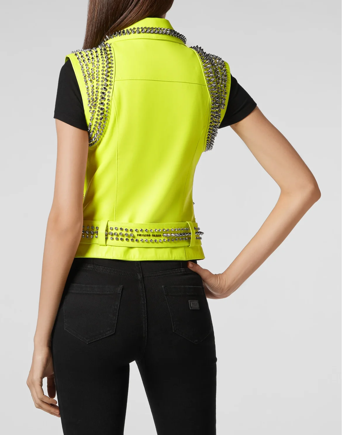 Leather Vest Short Studs, цвет: Желтый