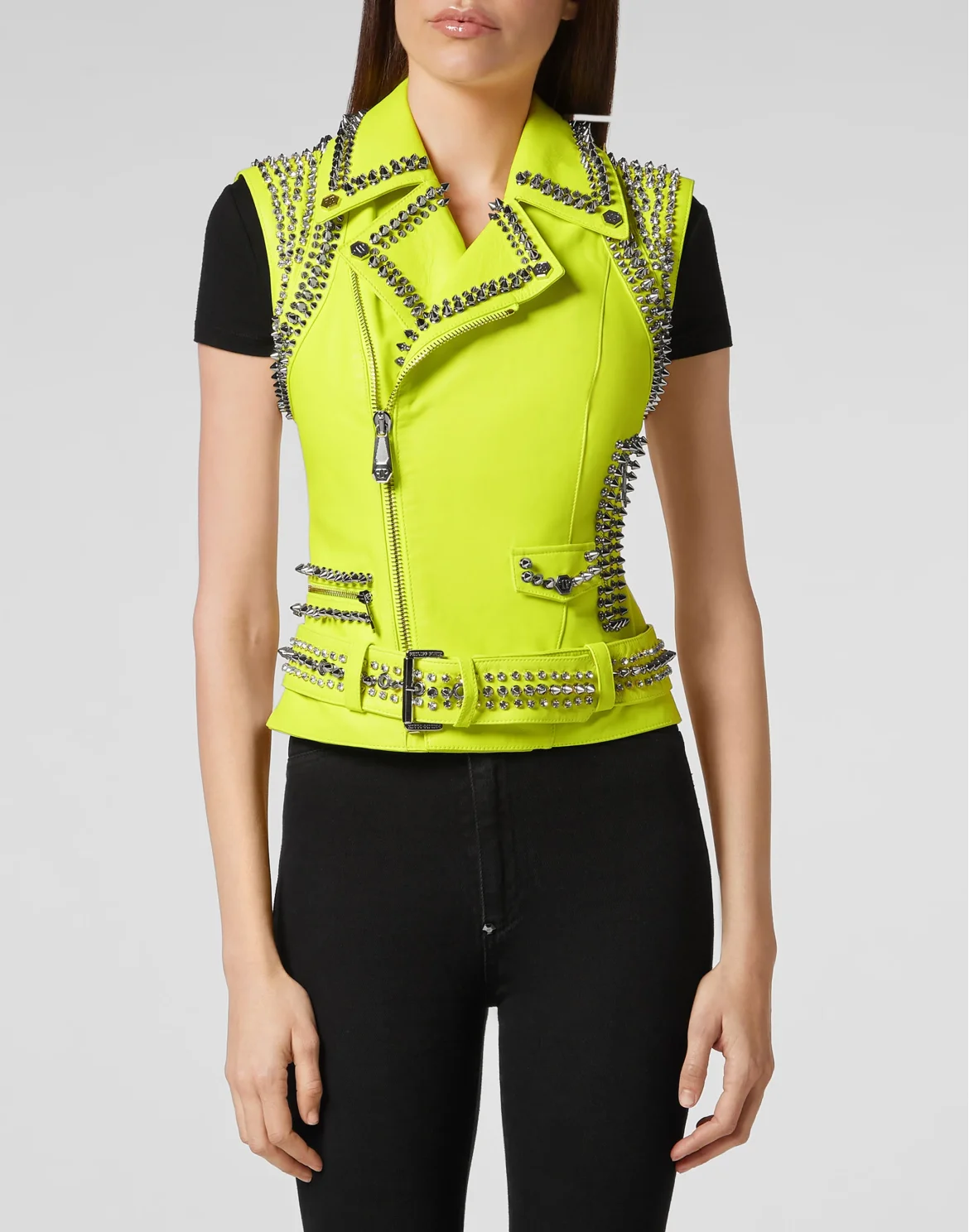Leather Vest Short Studs, цвет: Желтый