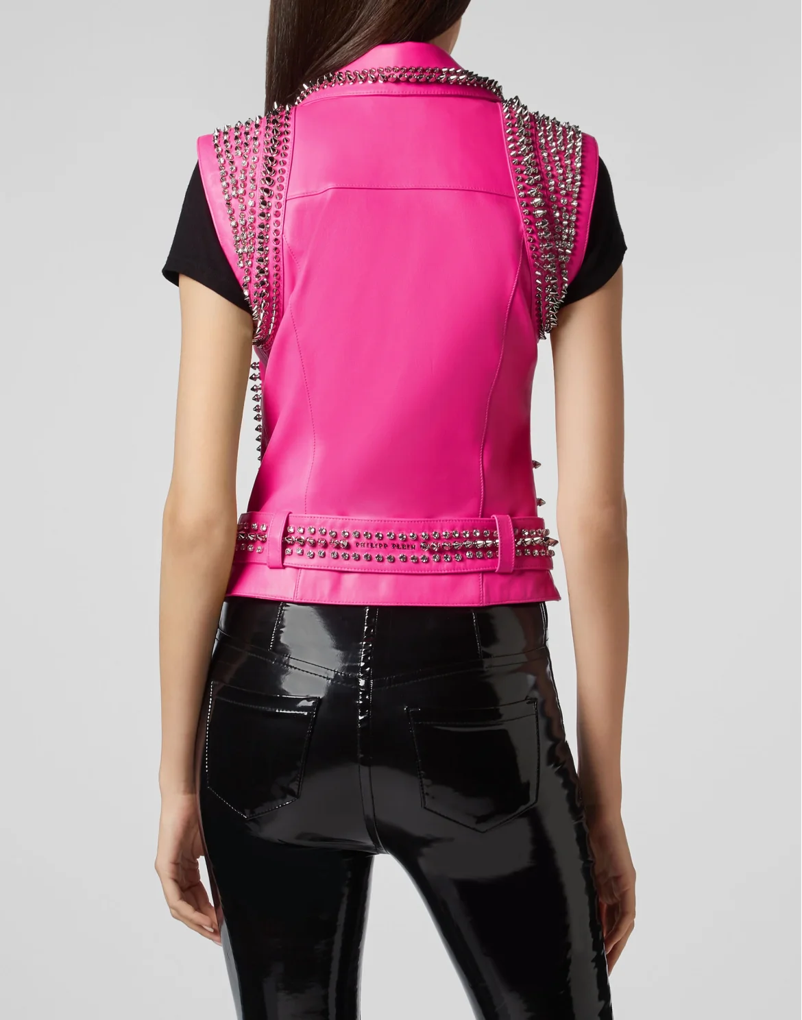 Leather Vest Short Studs, цвет: Розовый