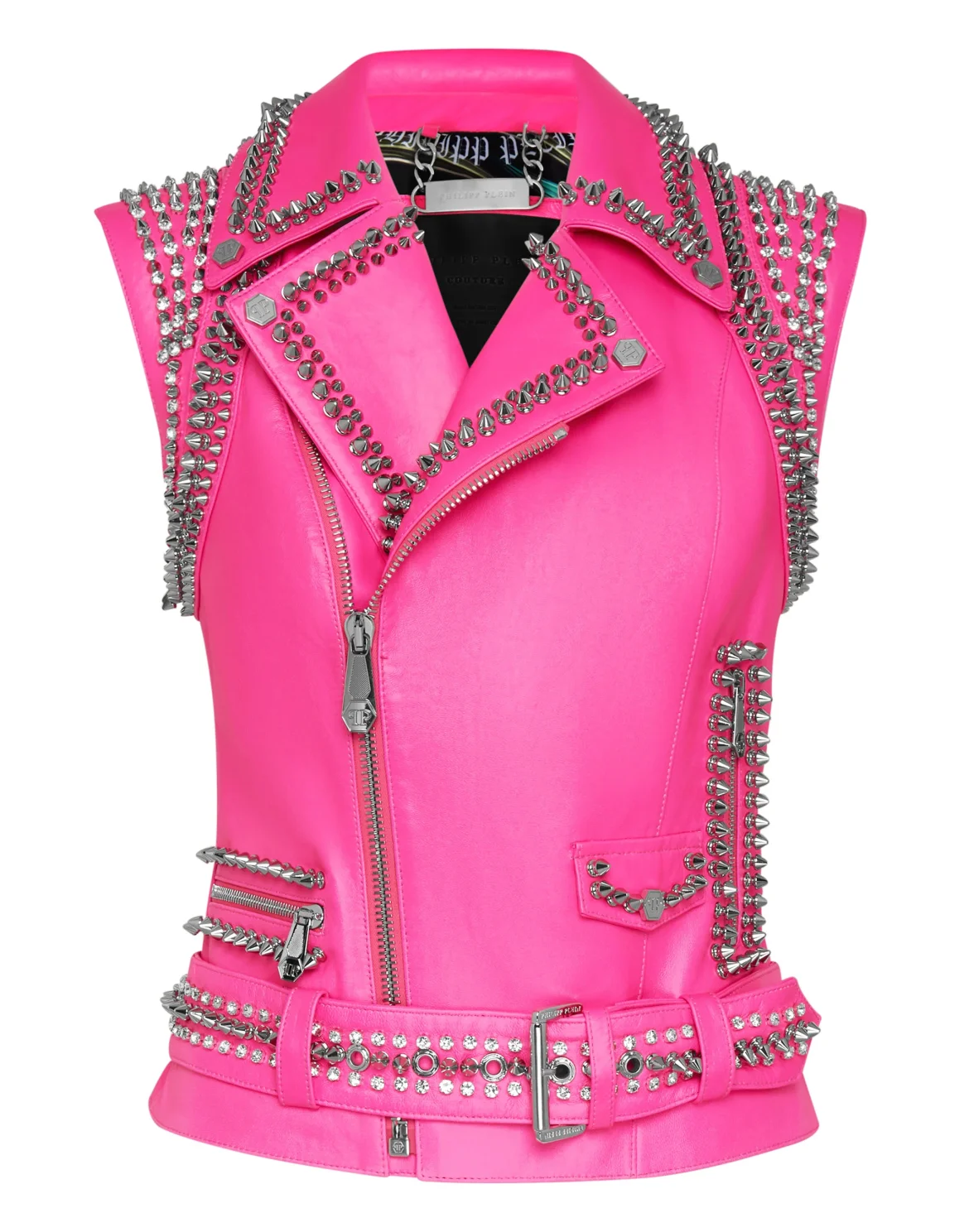 Leather Vest Short Studs, цвет: Розовый
