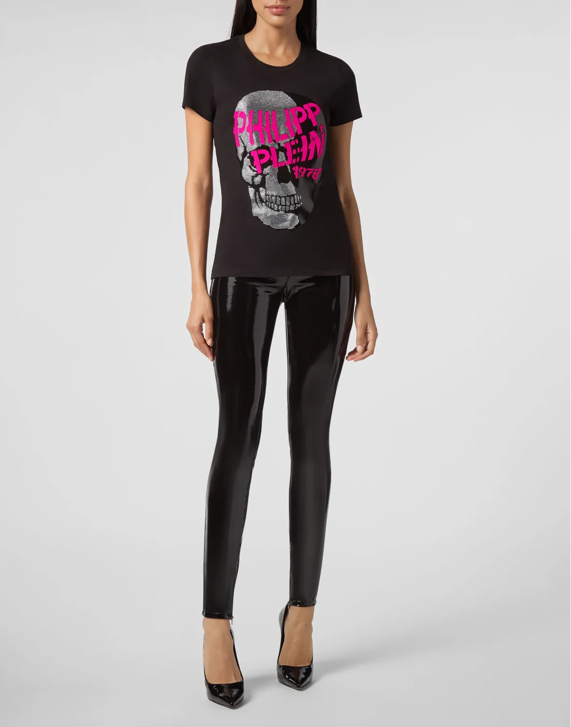 T-shirt Round Neck SS Skull strass, цвет: Черный