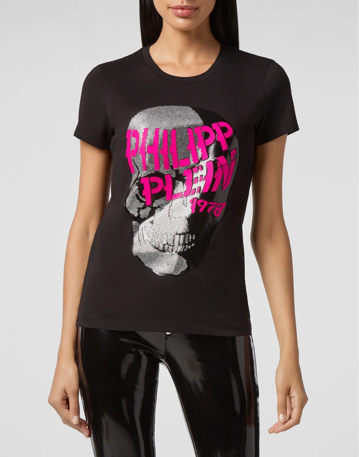 T-shirt Round Neck SS Skull strass, цвет: Черный