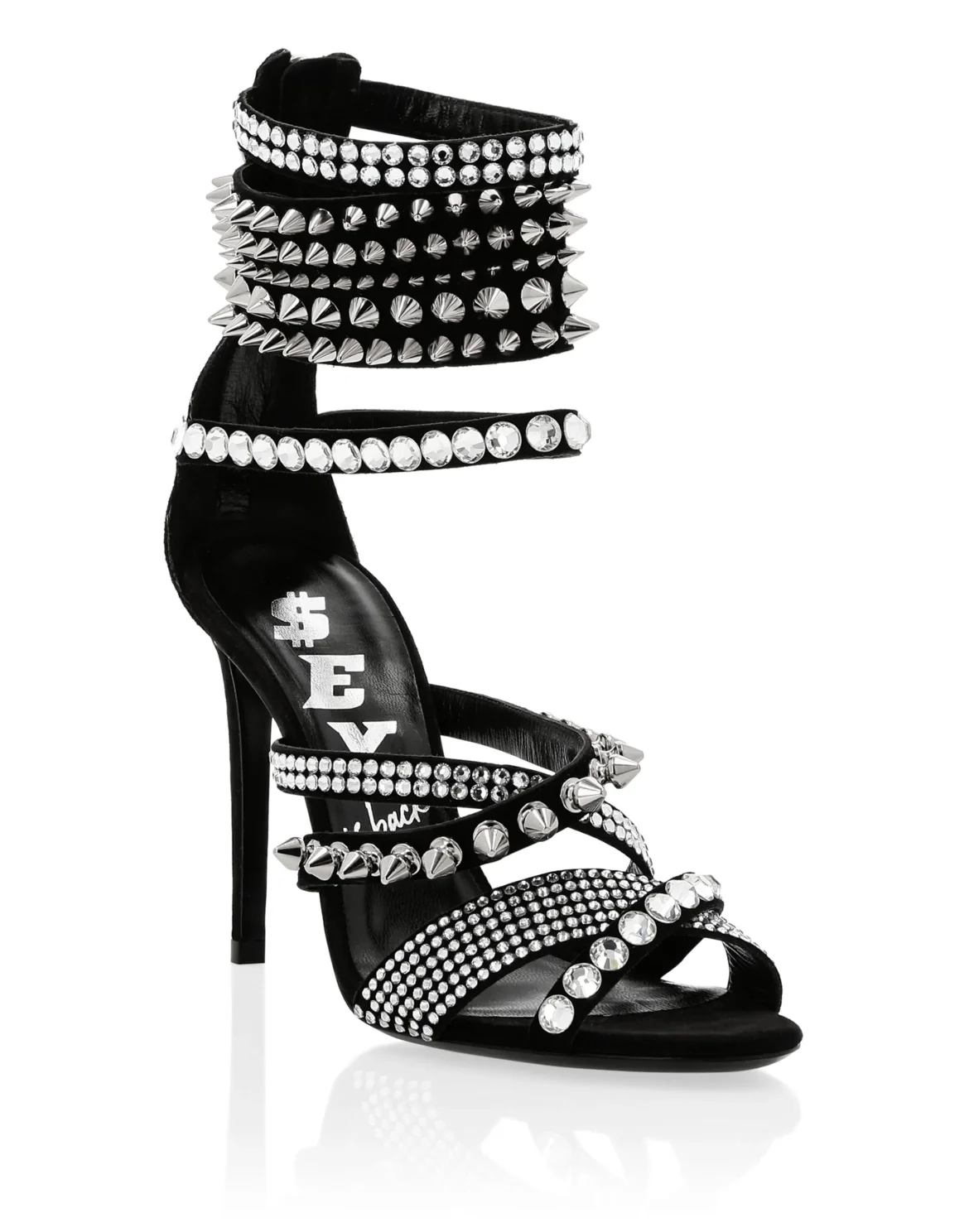 Suede Sandals High Heels, цвет: Черный