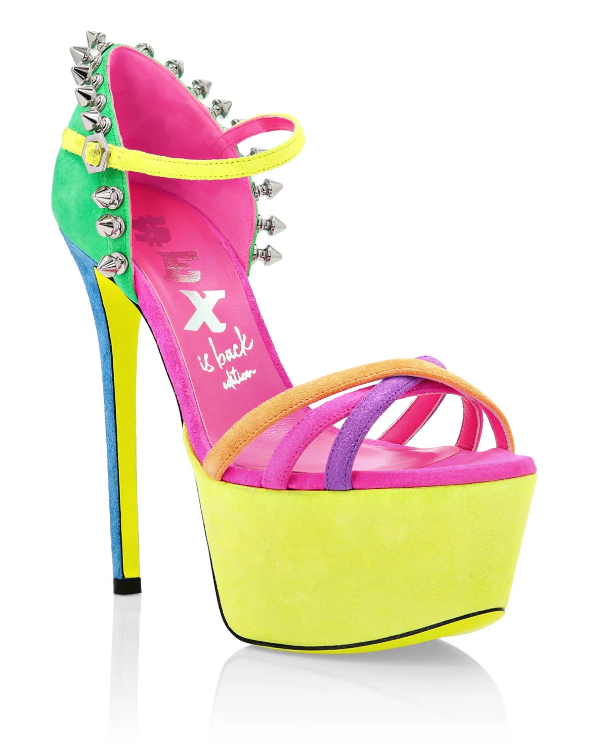 Suede Sandals High Heels Colorfull, цвет: Мультиколор