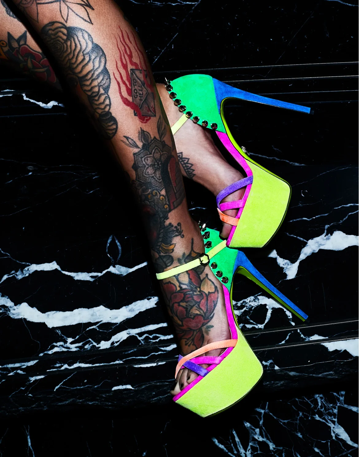 Suede Sandals High Heels Colorfull, цвет: Мультиколор