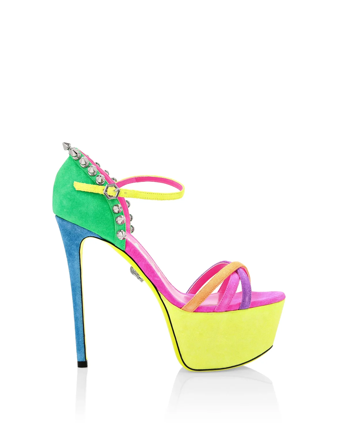 Suede Sandals High Heels Colorfull, цвет: Мультиколор