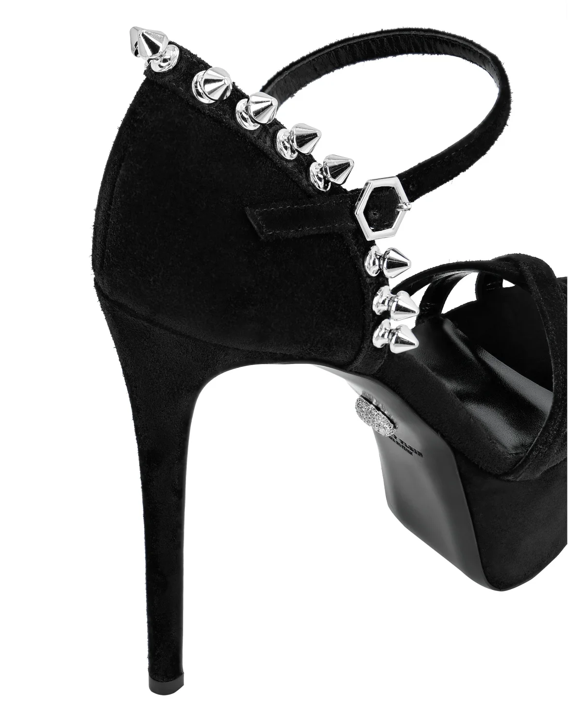 Suede Sandals High Heels, цвет: Черный