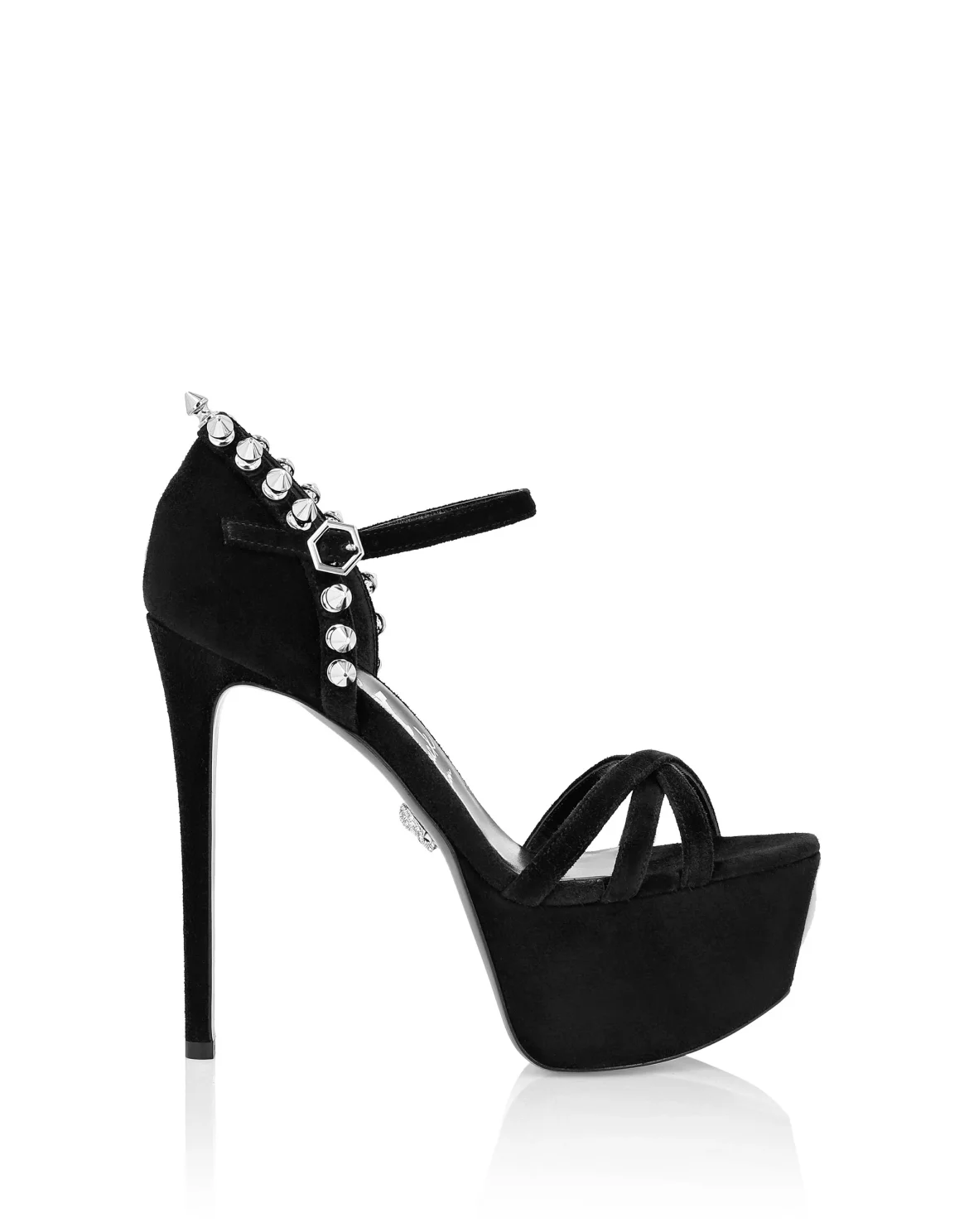Suede Sandals High Heels, цвет: Черный