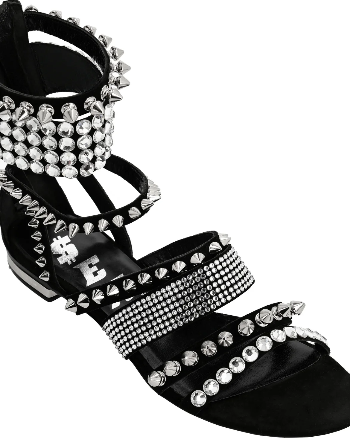 Suede Sandals Flat Studs, цвет: Черный