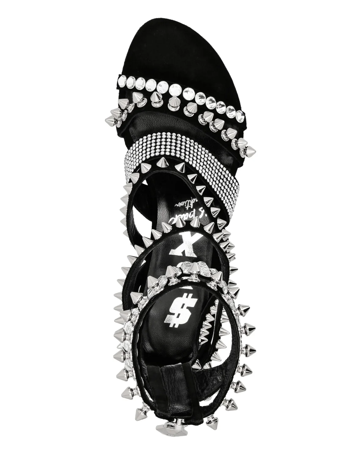Suede Sandals Flat Studs, цвет: Черный